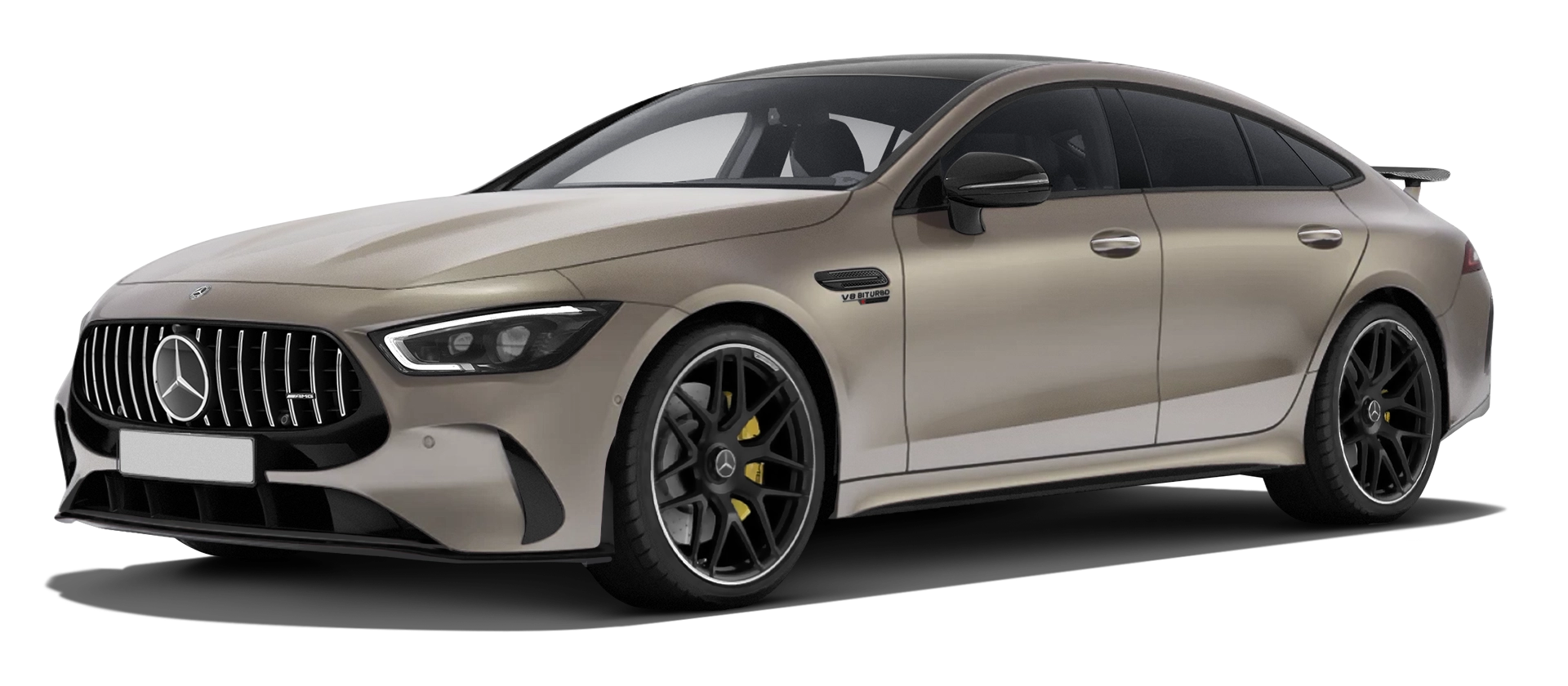 MERCEDES GT 63 X290 FACELIFT 2024 - 2026 stock front view in Kalahari Gold color