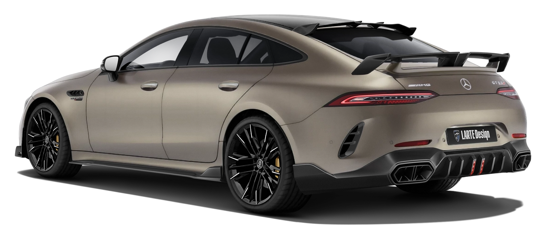 MERCEDES GT 63 X290 FACELIFT 2024 - 2026 with painted body kit: rear view shown in Kalahari Gold