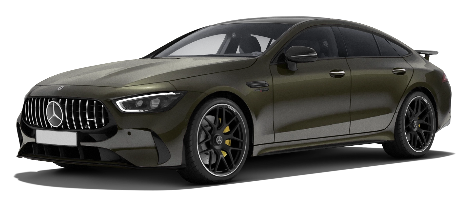 MERCEDES GT 63 X290 FACELIFT 2024 - 2026 stock front view in Olive color