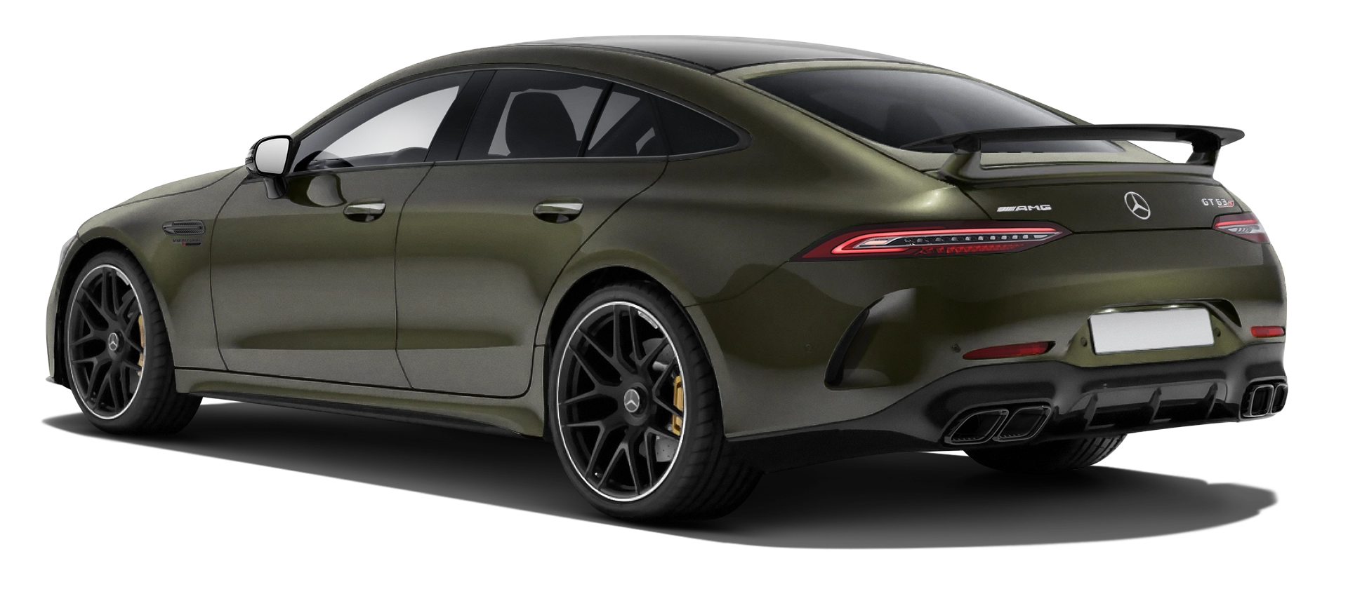 MERCEDES GT 63 X290 FACELIFT 2024 - 2026 stock rear view in Olive color