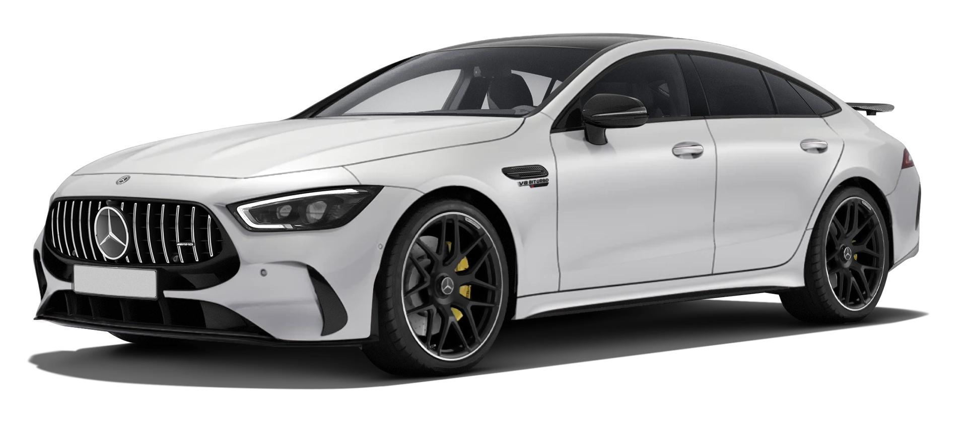 MERCEDES GT 63 X290 FACELIFT 2024 - 2026 stock front view in Polar White color