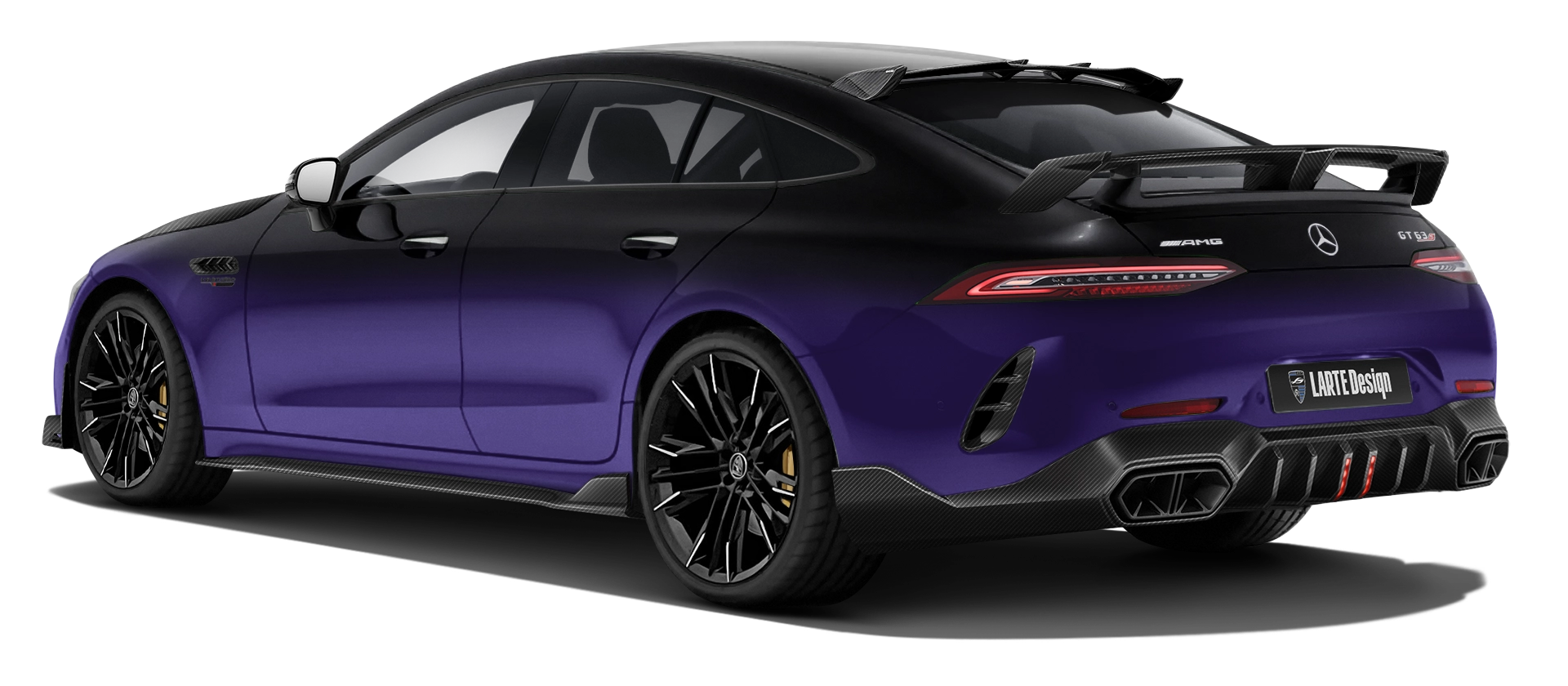 MERCEDES GT 63 X290 FACELIFT 2024 - 2026 with carbon body kit: back view shown in Purple