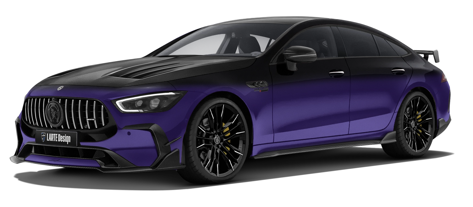 MERCEDES GT 63 X290 FACELIFT 2024 - 2026 with carbon body kit: front view shown in Purple