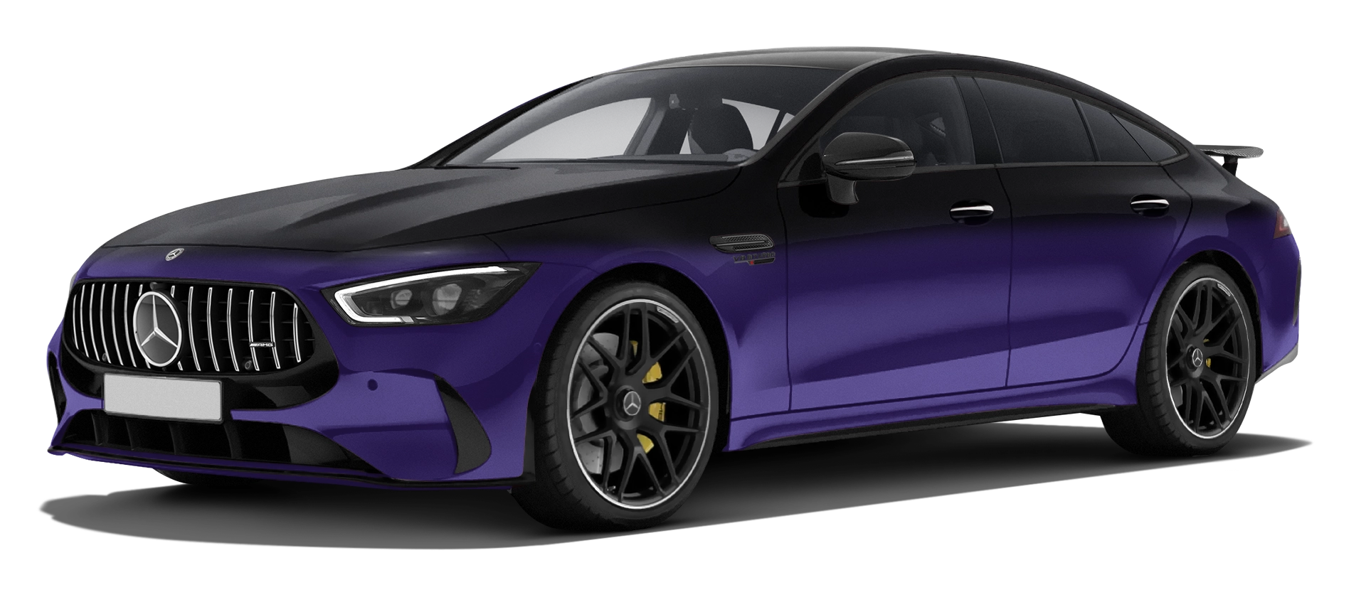 MERCEDES GT 63 X290 FACELIFT 2024 - 2026 with painted body kit: front view shown in Purple