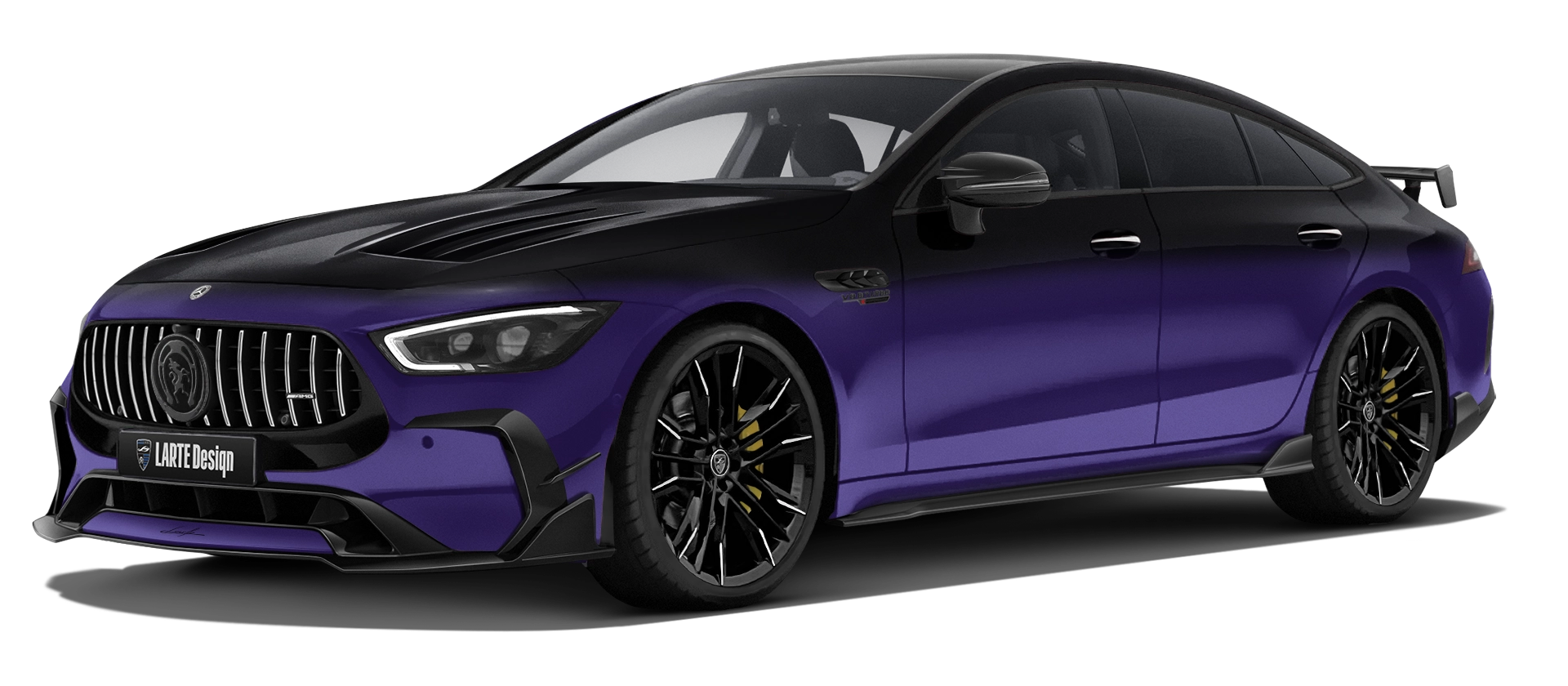 MERCEDES GT 63 X290 FACELIFT 2024 - 2026 with painted body kit: front view shown in Purple