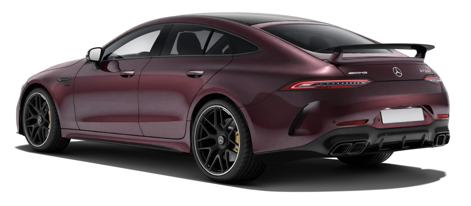 MERCEDES GT 63 X290 FACELIFT 2024 - 2026 stock rear view in Rubellite Red color
