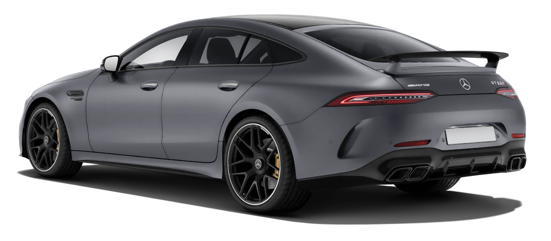 MERCEDES GT 63 X290 FACELIFT 2024 - 2026 stock rear view in Selenite Grey color