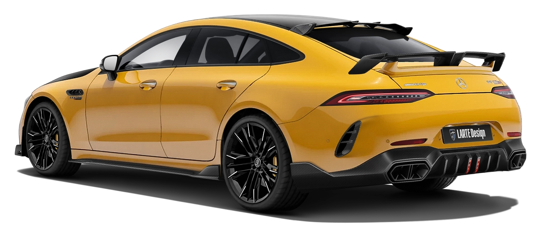 MERCEDES GT 63 X290 FACELIFT 2024 - 2026 with carbon body kit: back view shown in Yellowstone