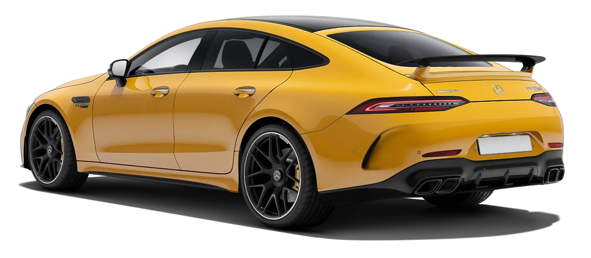 MERCEDES GT 63 X290 FACELIFT 2024 - 2026 stock rear view in Yellowstone color