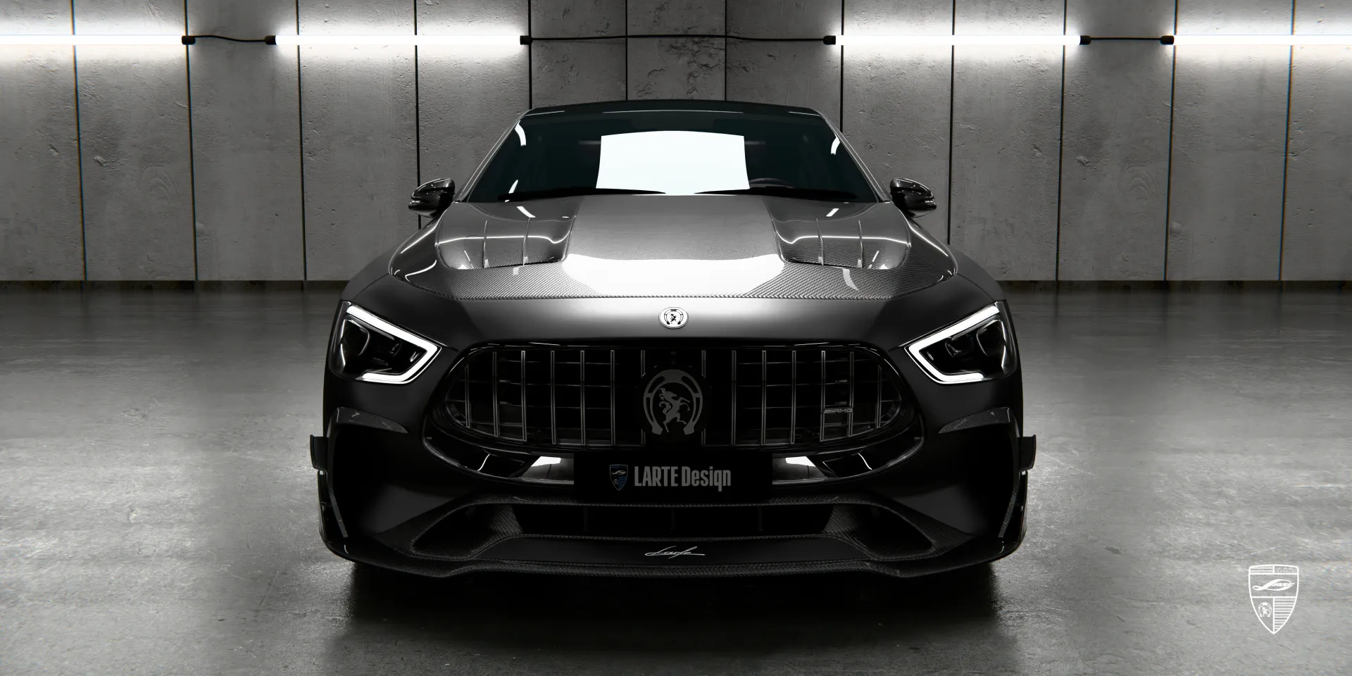 Muscular look with carbon fiber kit for GT Facelift AMG 63 enhances stance