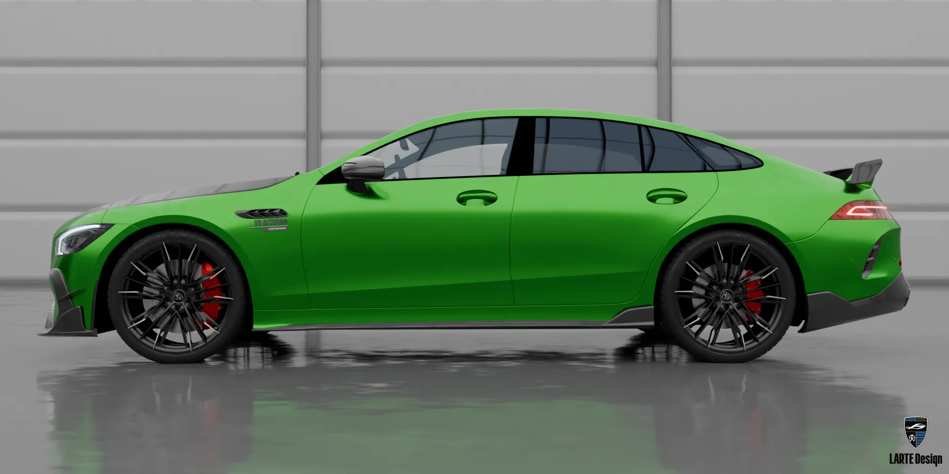 Mercedes AMG GT 63 with Larte Design body kit, emphasizing luxury and power