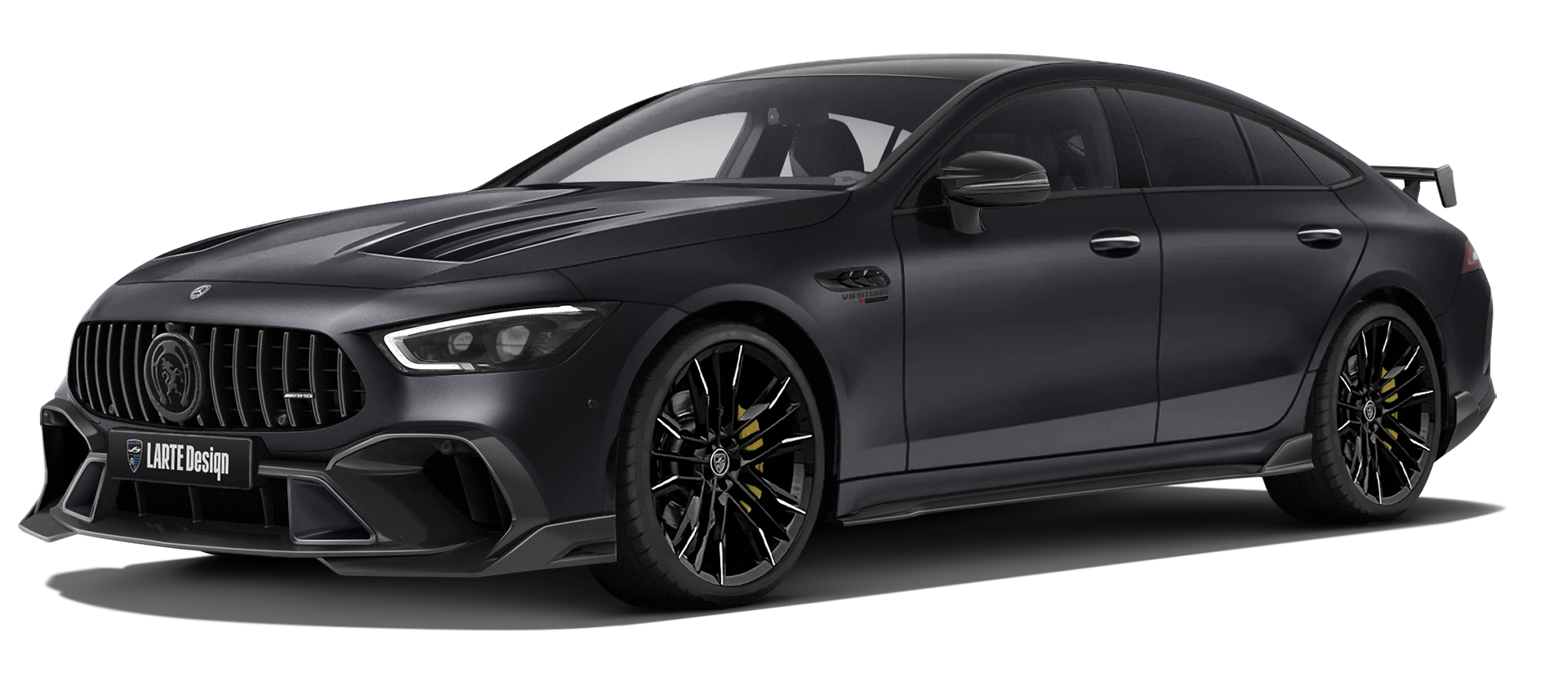 MERCEDES GT 63 X290 2019 - 2024 mit lackiertem Karosserie-Kit: Frontansicht in Graphite Grey Magno