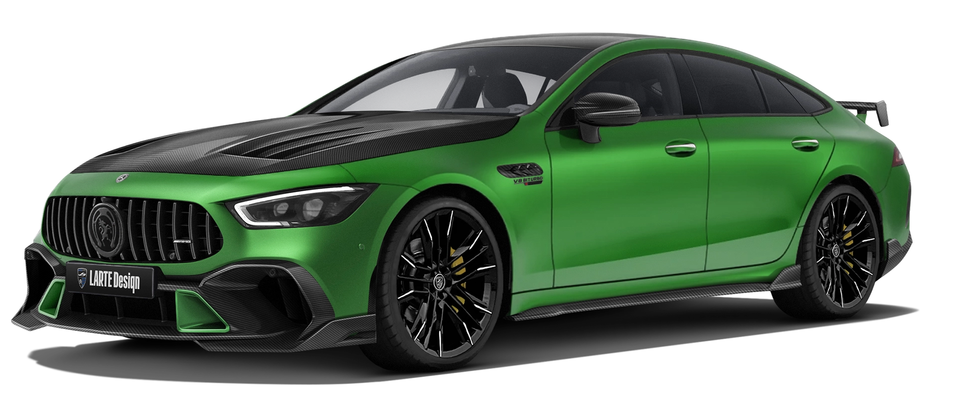 MERCEDES GT 63 X290 2019 - 2024 mit Karbon-Karosserie-Kit: Frontansicht in Hell Green