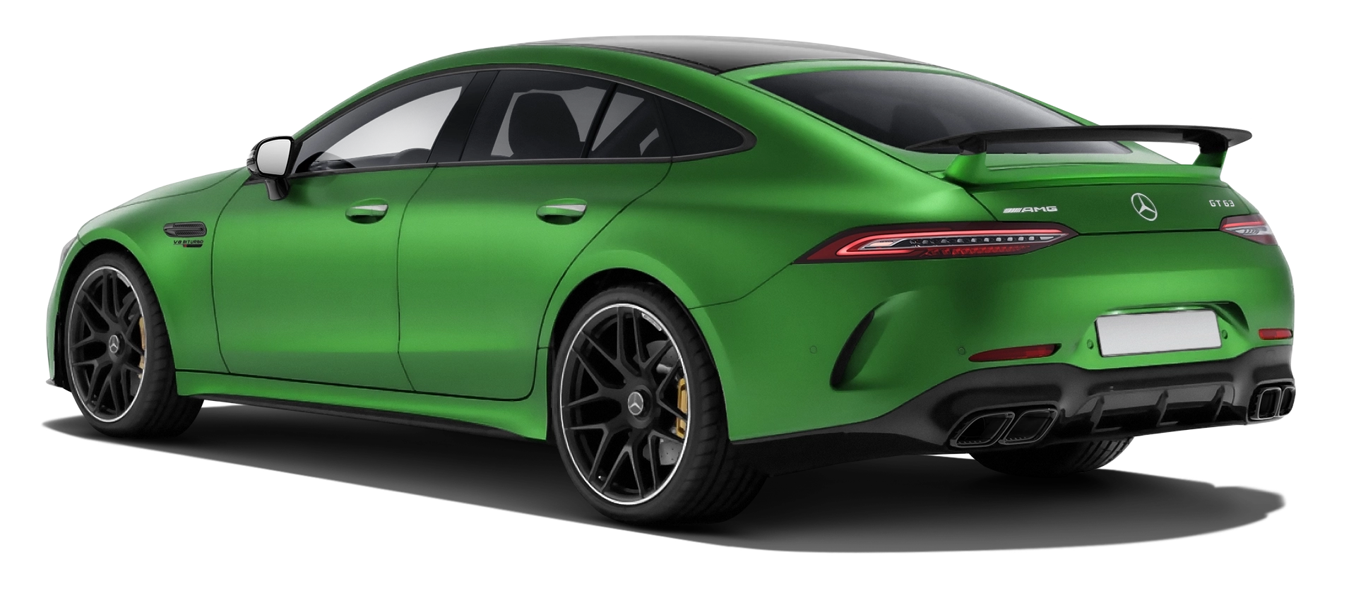 MERCEDES GT 63 X290 2019 - 2024 serienmäßige Rückansicht in Hell Green Farbe