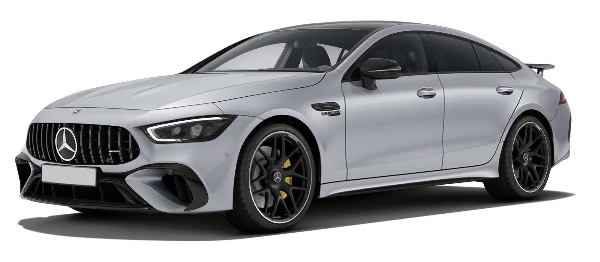 MERCEDES GT 63 X290 2019 - 2024 mit lackiertem Karosserie-Kit: Frontansicht in Hitech Silver