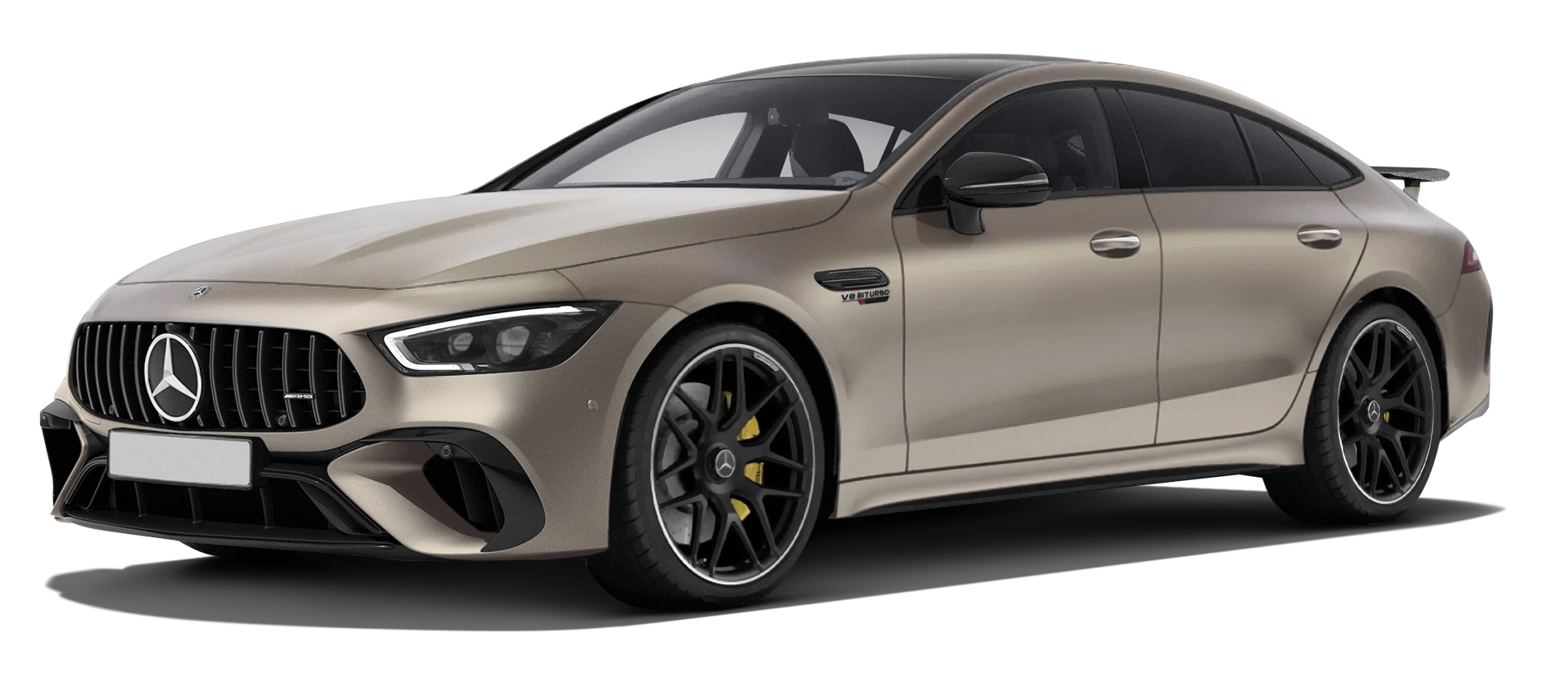 MERCEDES GT 63 X290 2019 - 2024 serienmäßige Frontansicht in Kalahari Gold Magno Farbe
