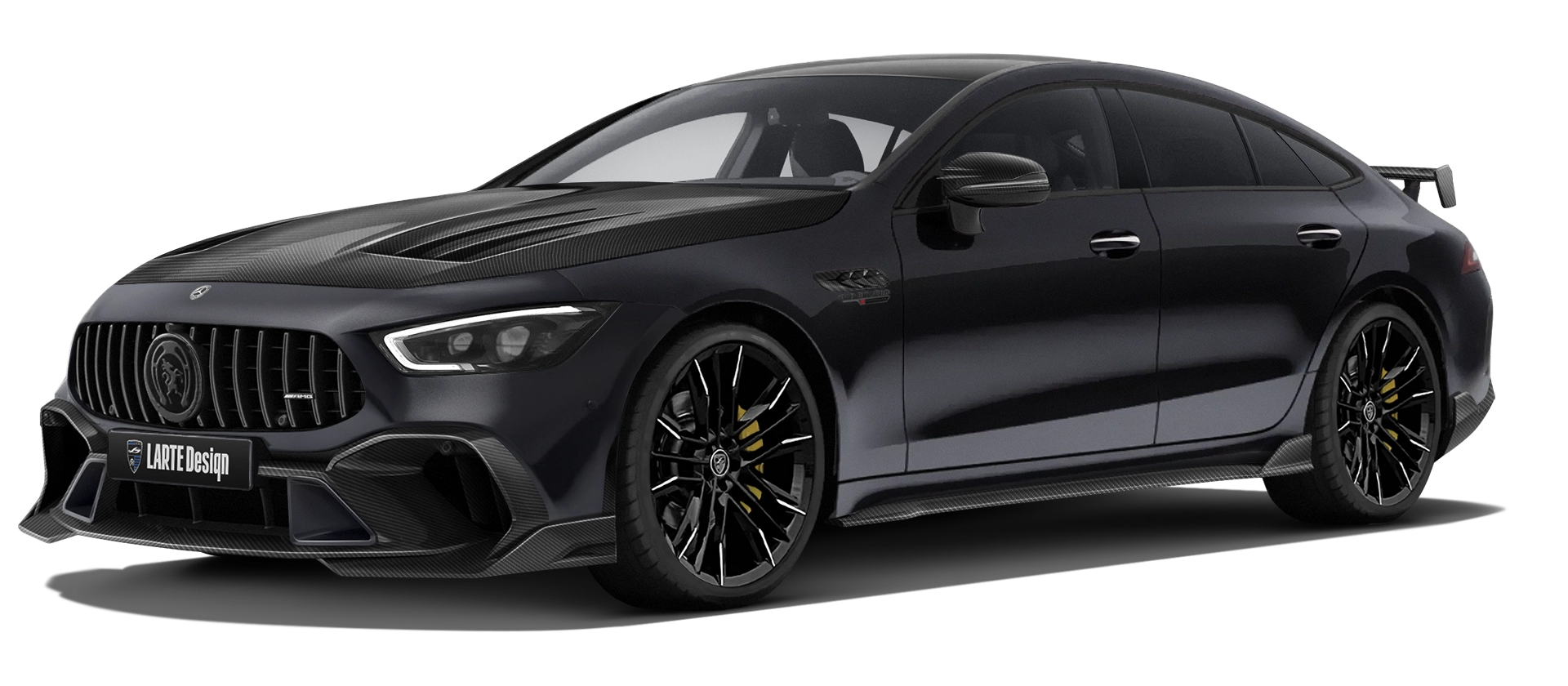 MERCEDES GT 63 X290 2019 - 2024 mit Karbon-Karosserie-Kit: Frontansicht in Obsidian Black