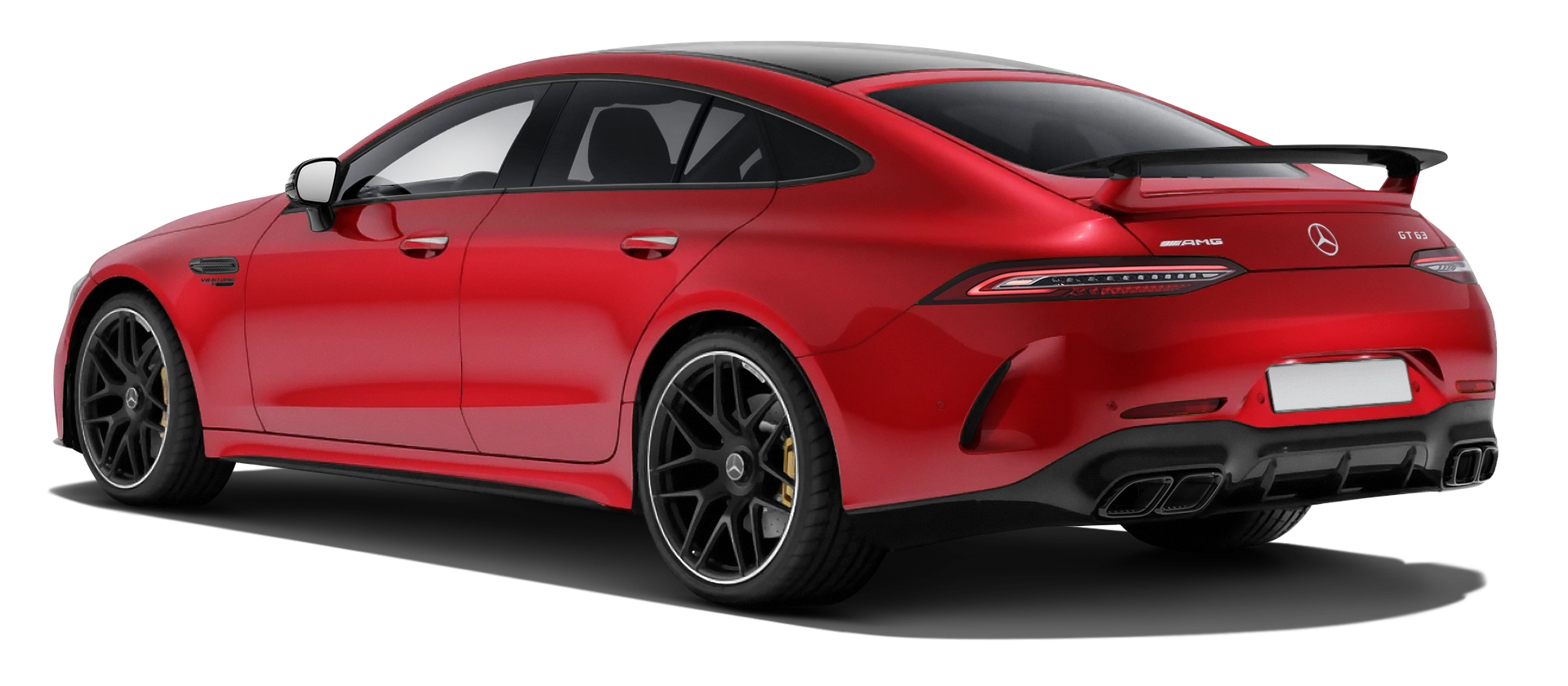 MERCEDES GT 63 X290 2019 - 2024 serienmäßige Rückansicht in Patagonia Red Farbe