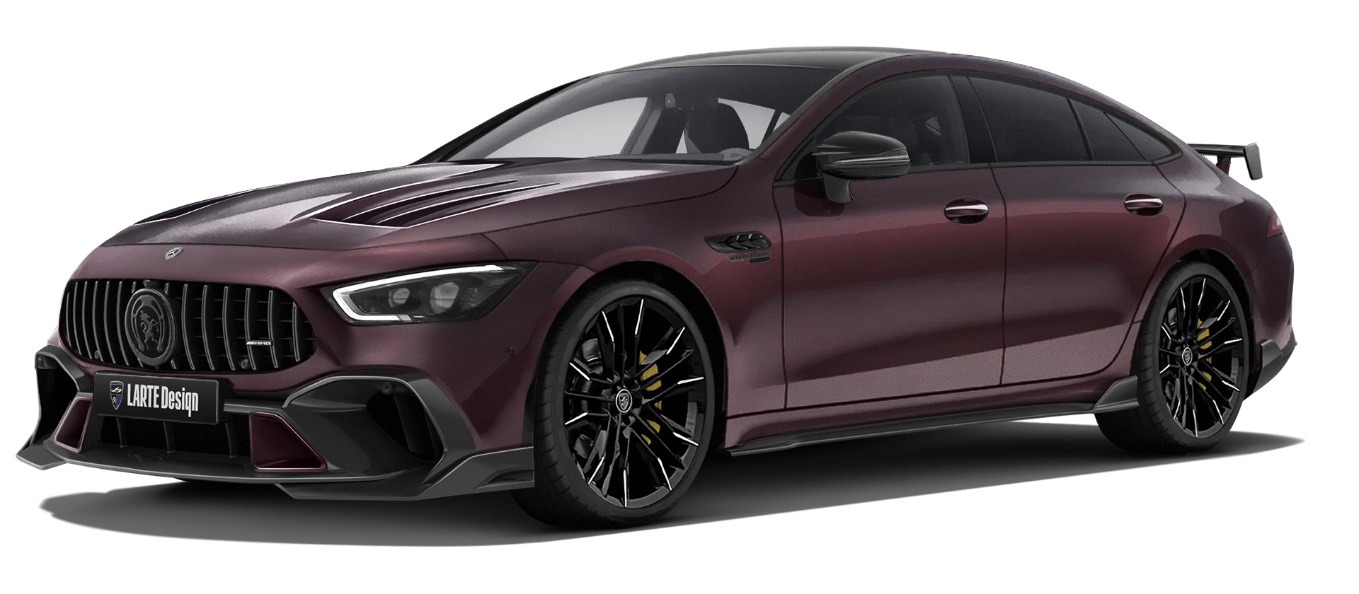 MERCEDES GT 63 X290 2019 - 2024 mit lackiertem Karosserie-Kit: Frontansicht in Rubellite Red