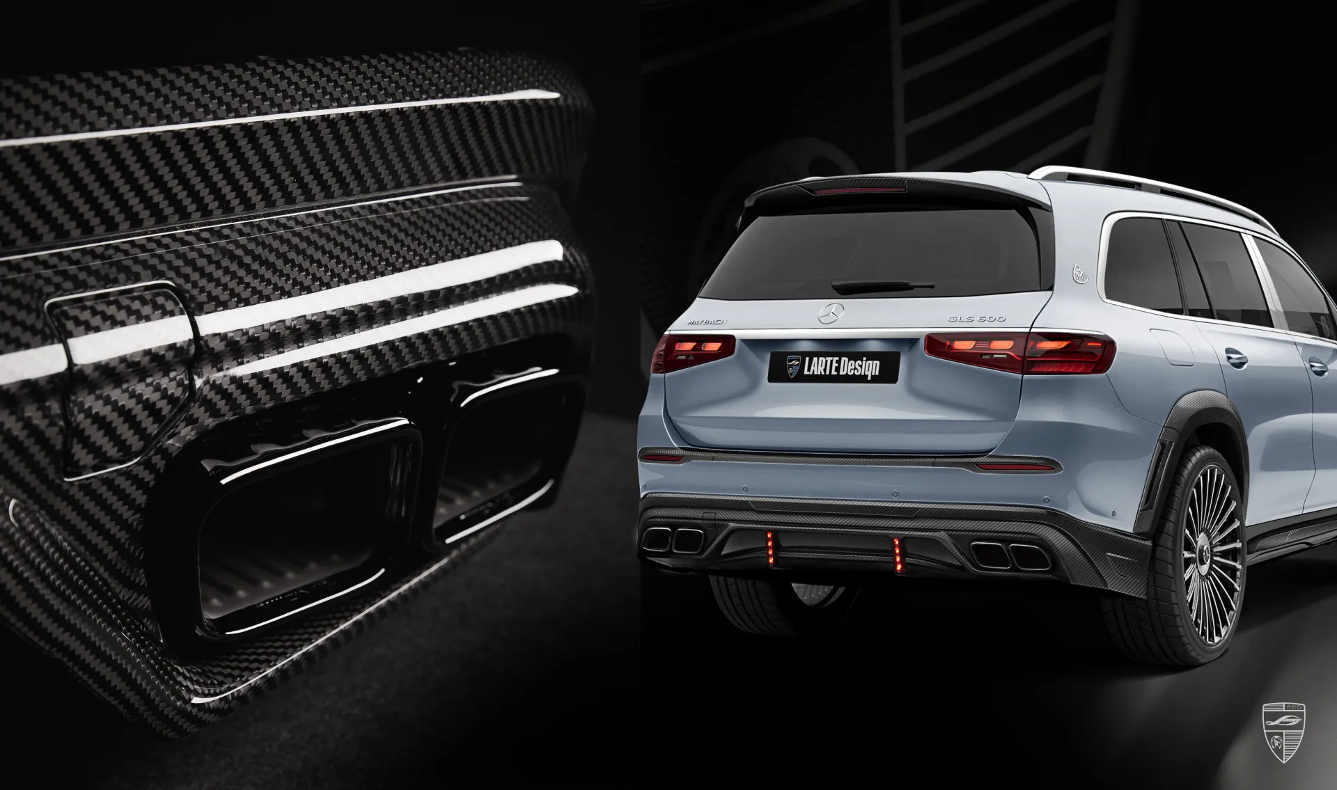 Tailpipe tips for your Mercedes Maybach GLS 600 X167 Facelift 2025 in the appearance package by LARTE Design