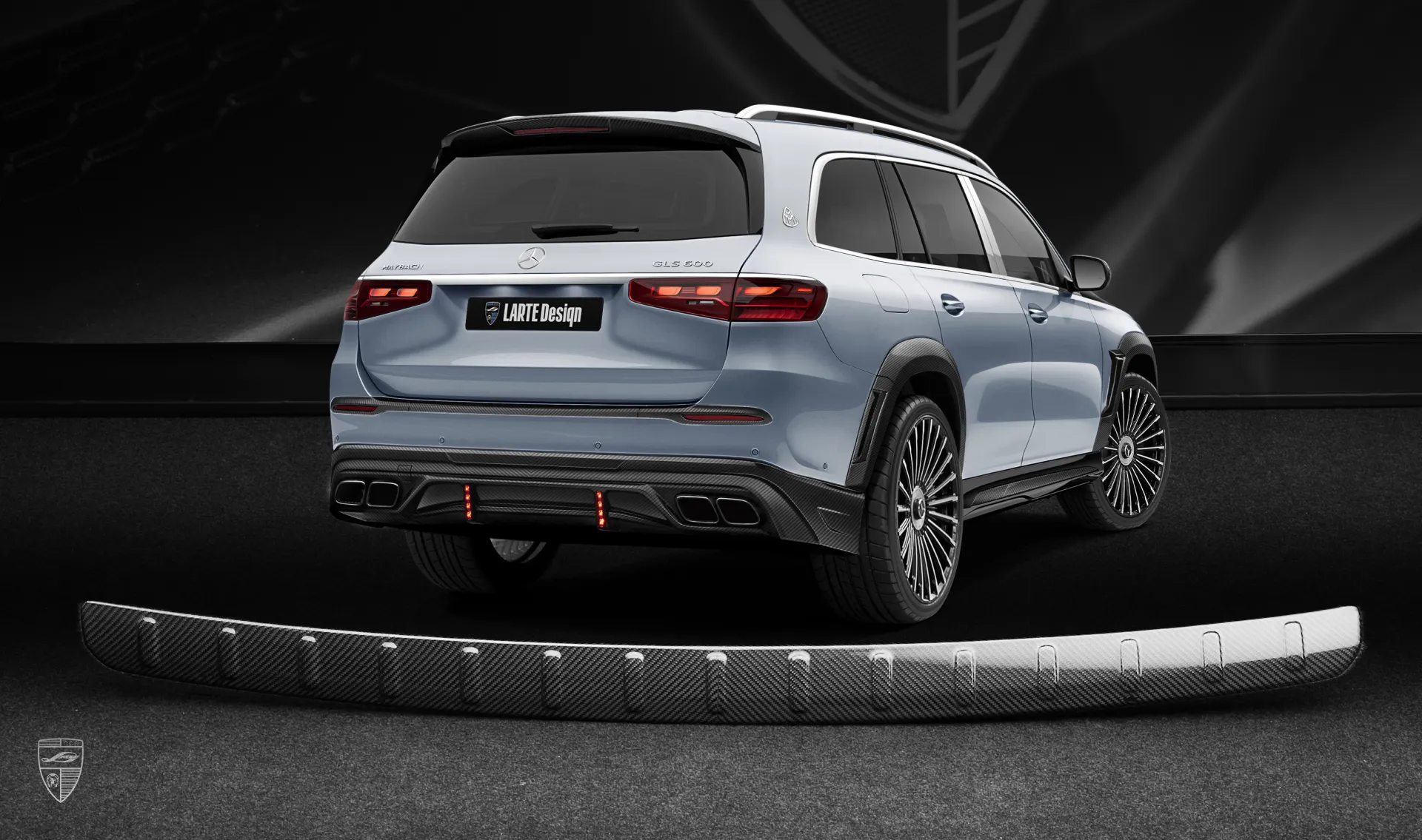 Rear bumper pad carbon upgrade for your SUV Mercedes Maybach GLS 600 X167 Facelift 2025 from LARTE Design