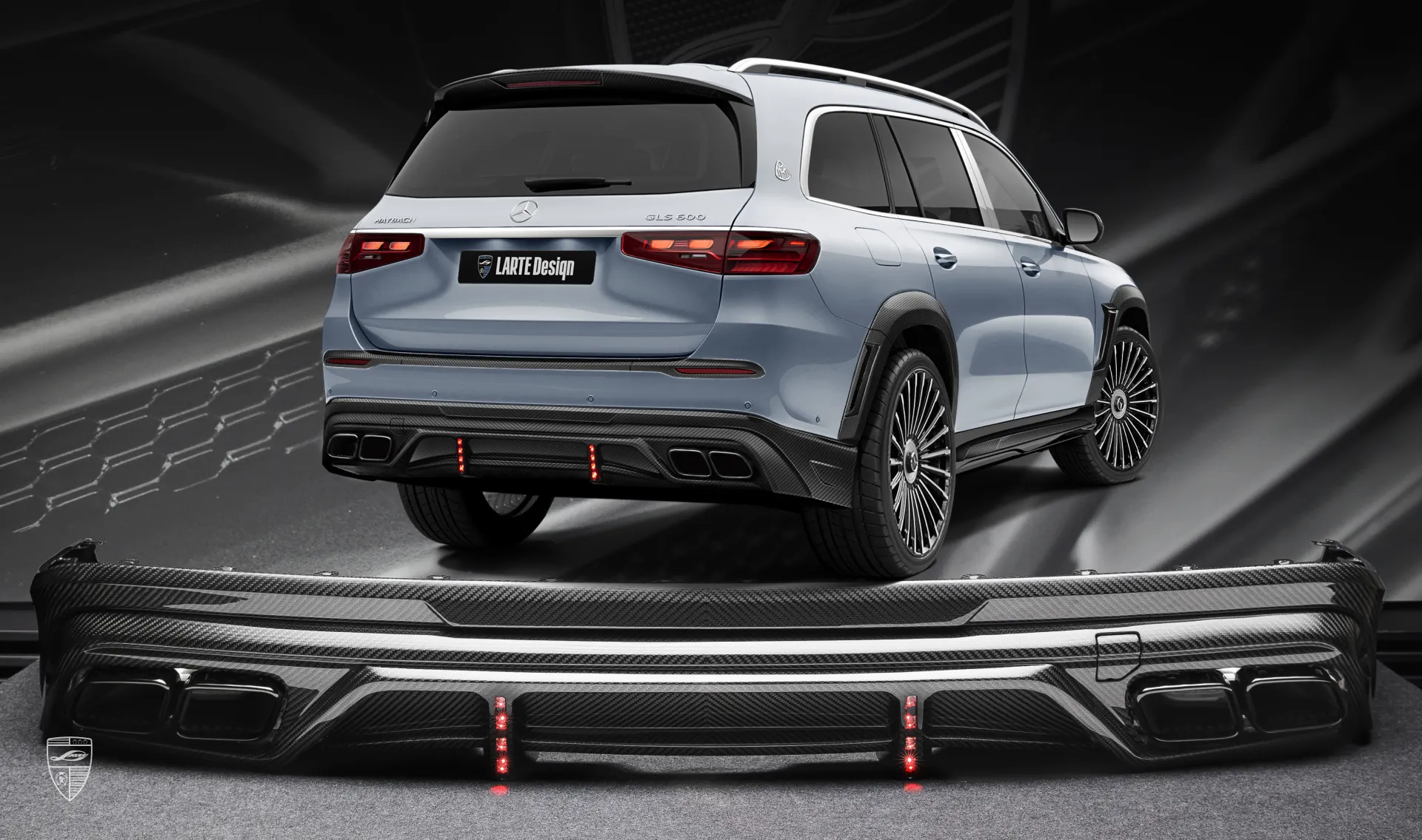 Carbonfaser-Heckdiffusor Upgrade für das Familienauto Mercedes Maybach GLS 600 X167 Facelift von LARTE Design