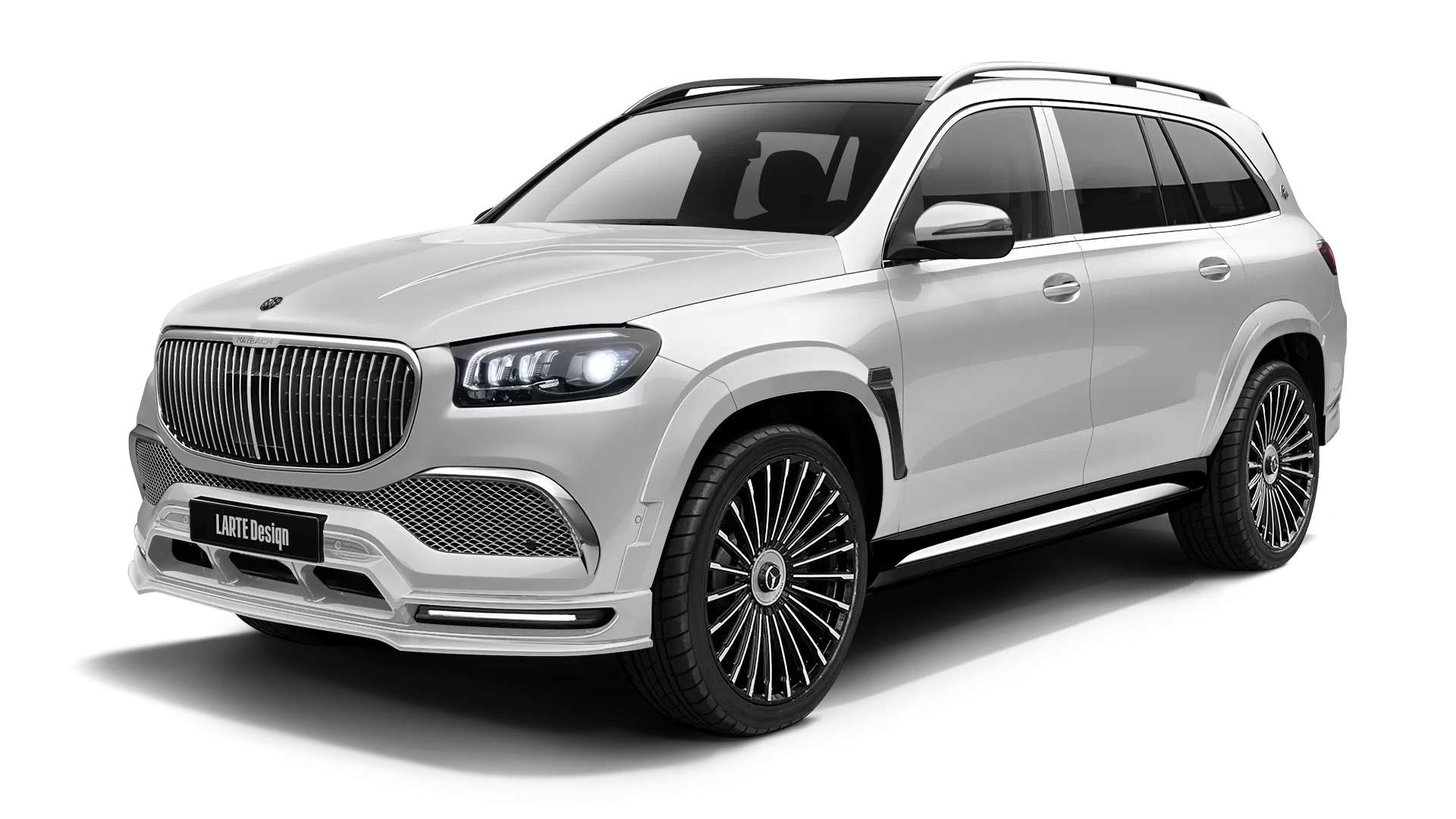 Mercedes Maybach GLS 600 with painted body kit: front view shown in Diamond White