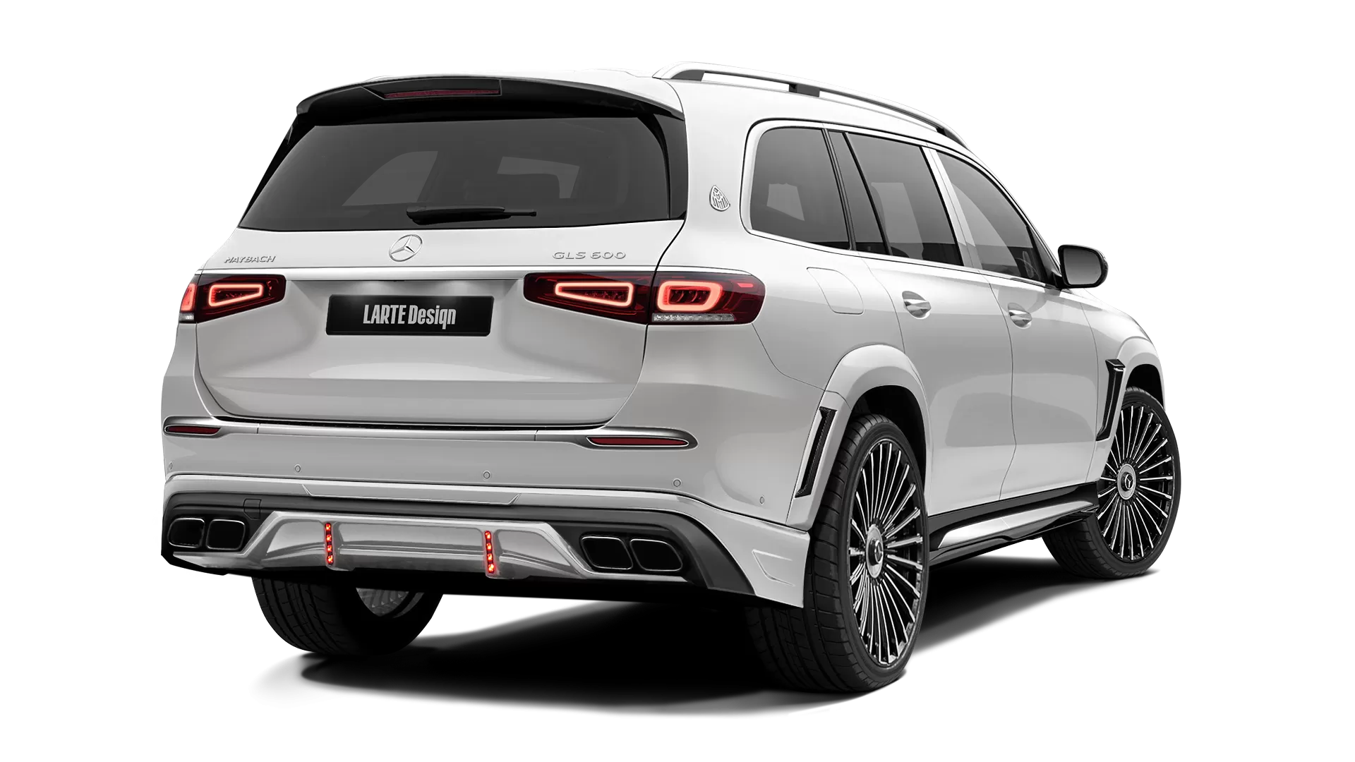 Mercedes Maybach GLS 600 with painted body kit: rear view shown in Diamond White