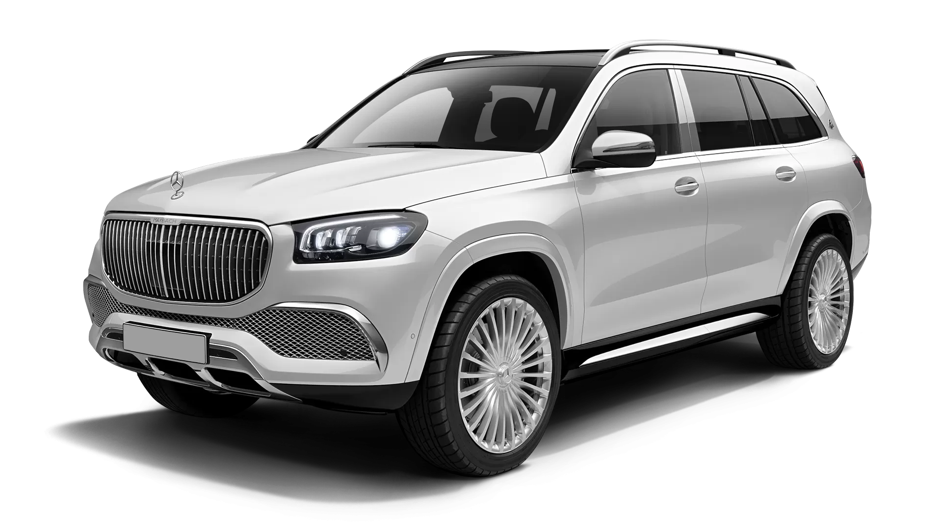 Mercedes Maybach GLS 600 stock front view in Diamond White color