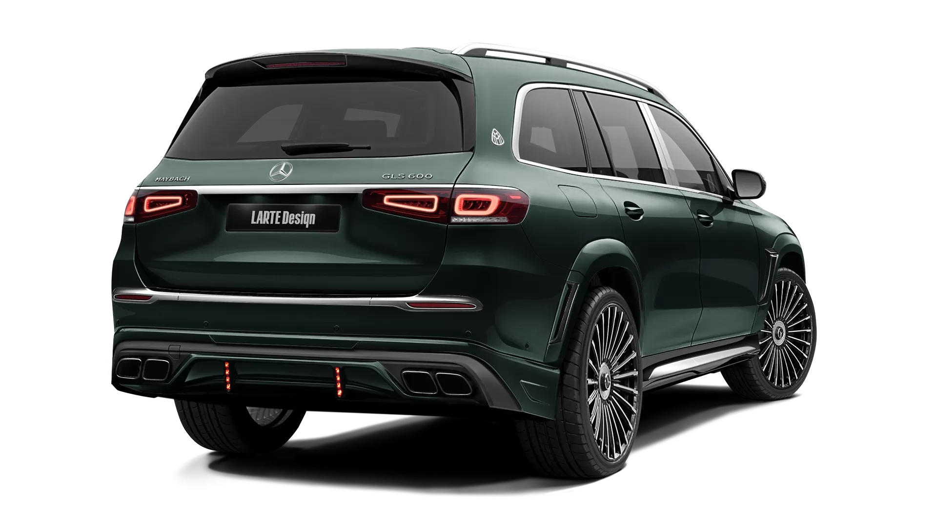 Mercedes Maybach GLS 600 with painted body kit: rear view shown in Emerald Green