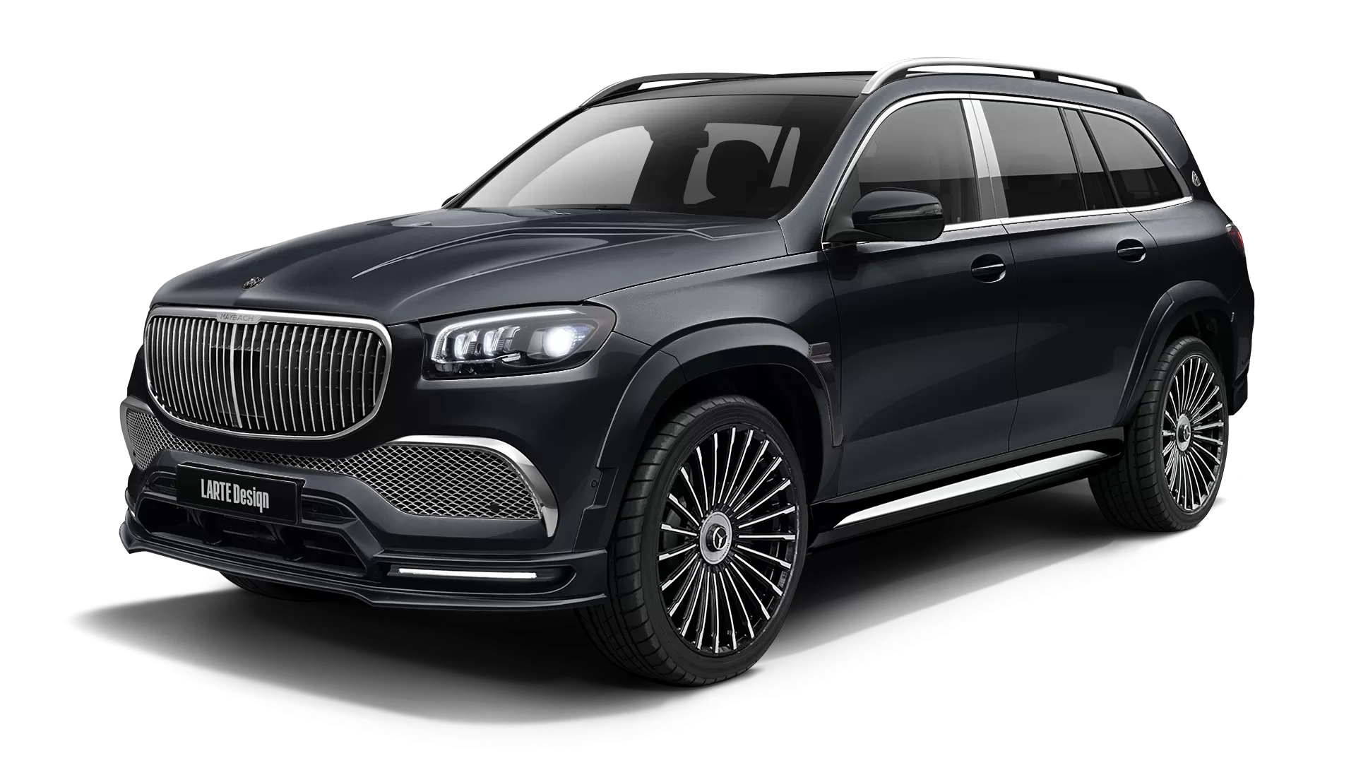 Mercedes Maybach GLS 600 with painted body kit: front view shown in Obsidian Black (Non Metallic)