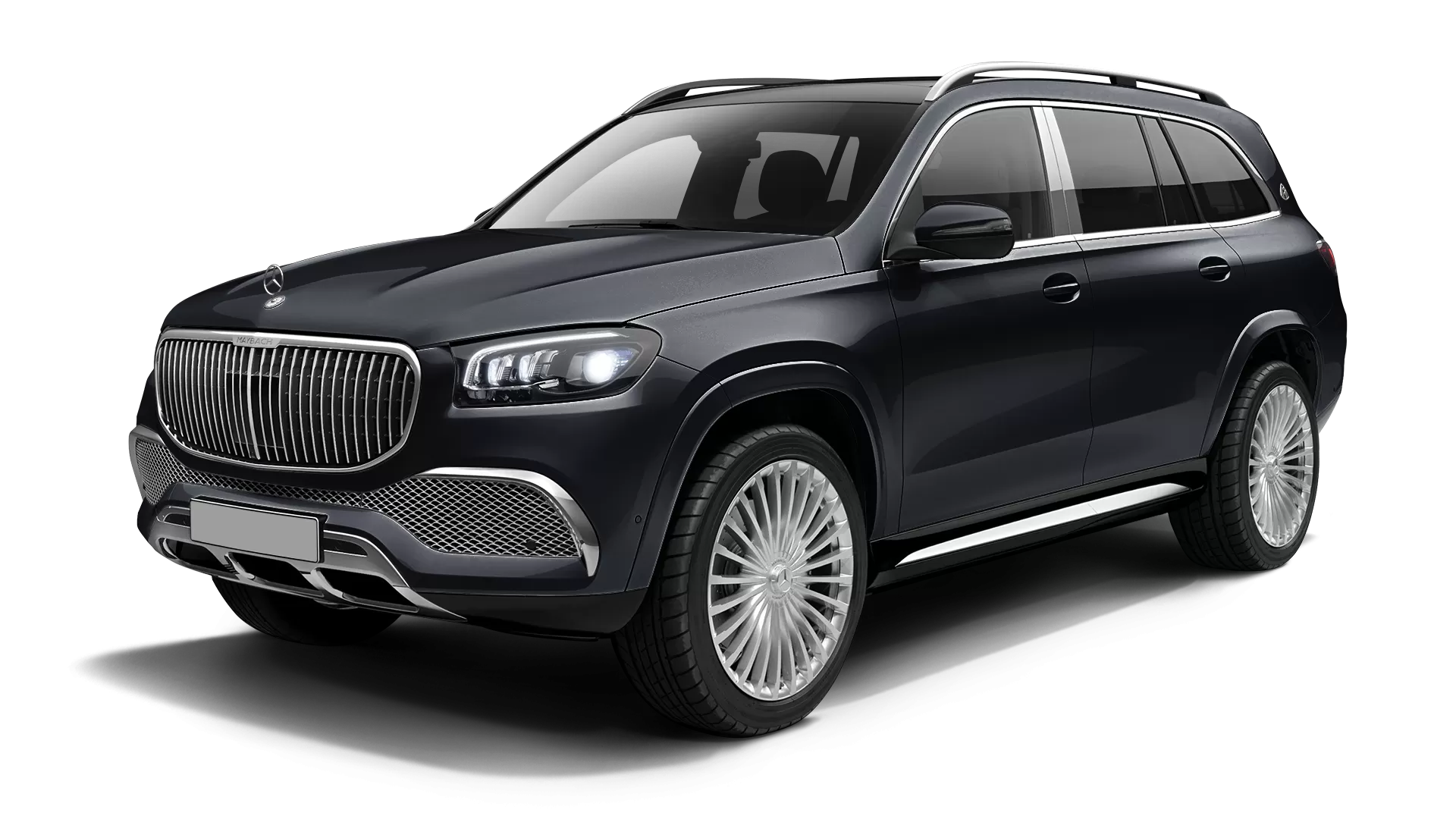Mercedes Maybach GLS 600 stock front view in Obsidian Black (Non Metallic) color