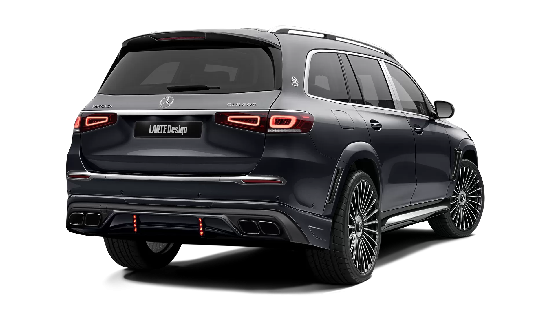 Mercedes Maybach GLS 600 with painted body kit: rear view shown in Obsidian Black