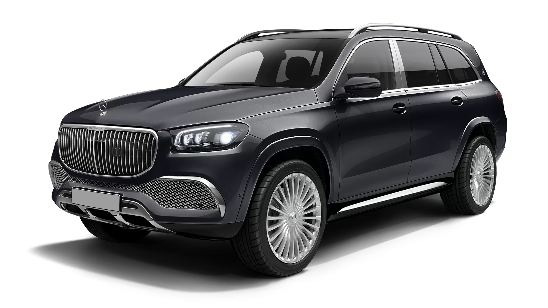 Mercedes Maybach GLS 600 stock front view in Obsidian Black color