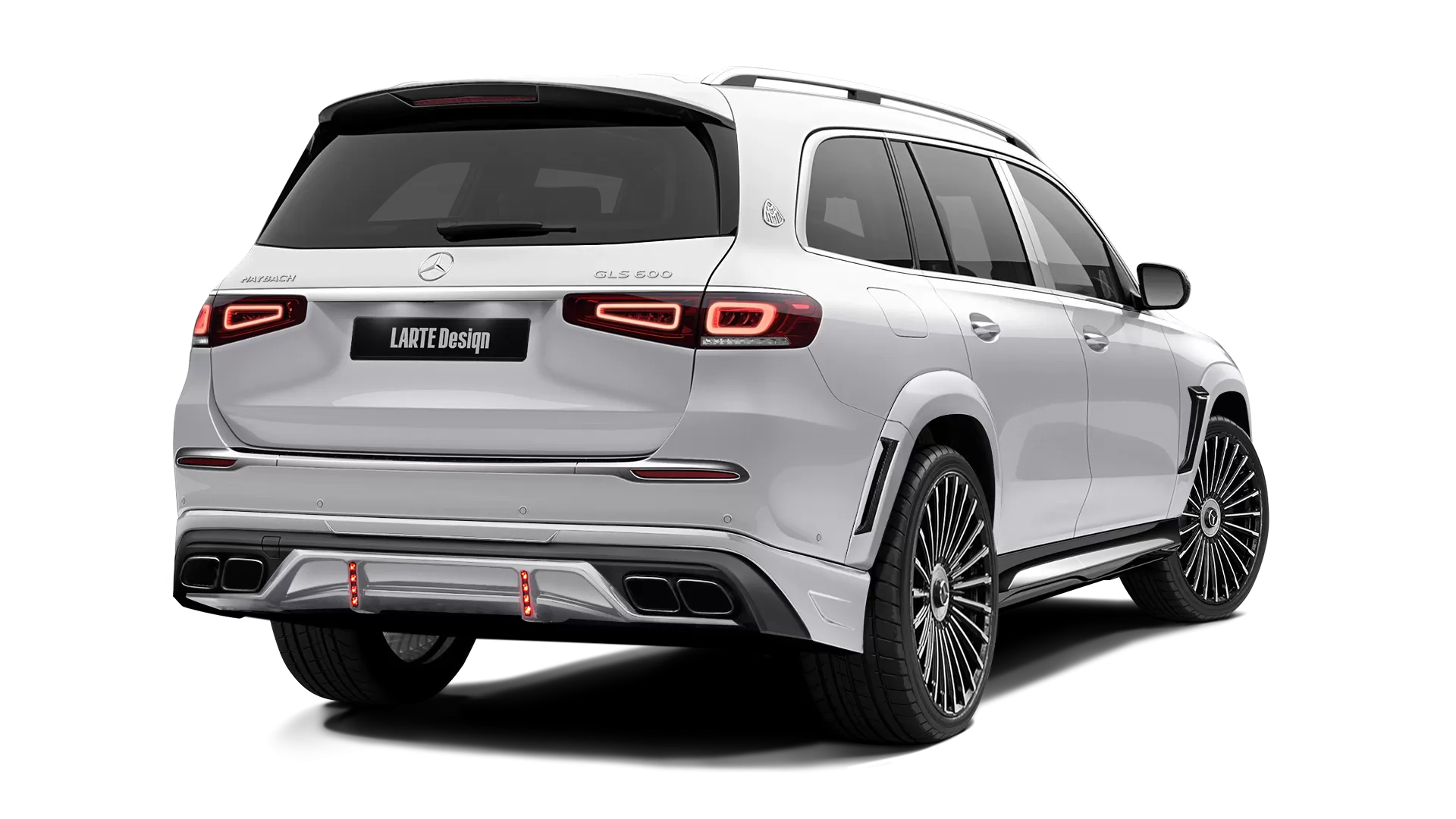 Mercedes Maybach GLS 600 with painted body kit: rear view shown in Polar White