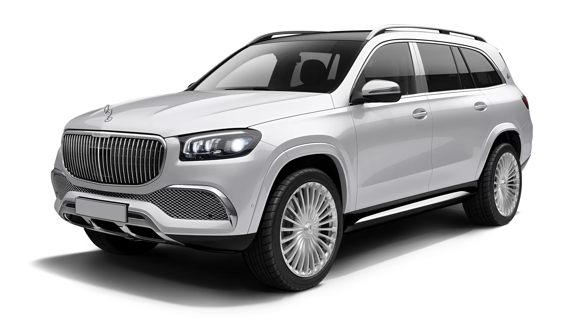 Mercedes Maybach GLS 600 stock front view in Polar White color