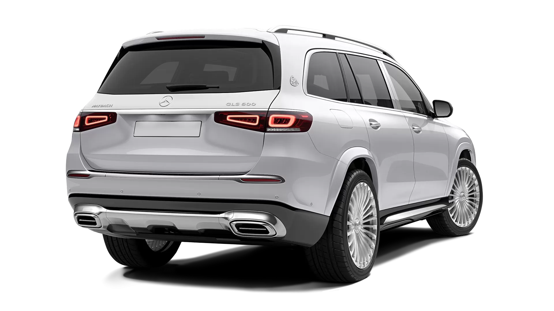 Mercedes Maybach GLS 600 stock rear view in Polar White color