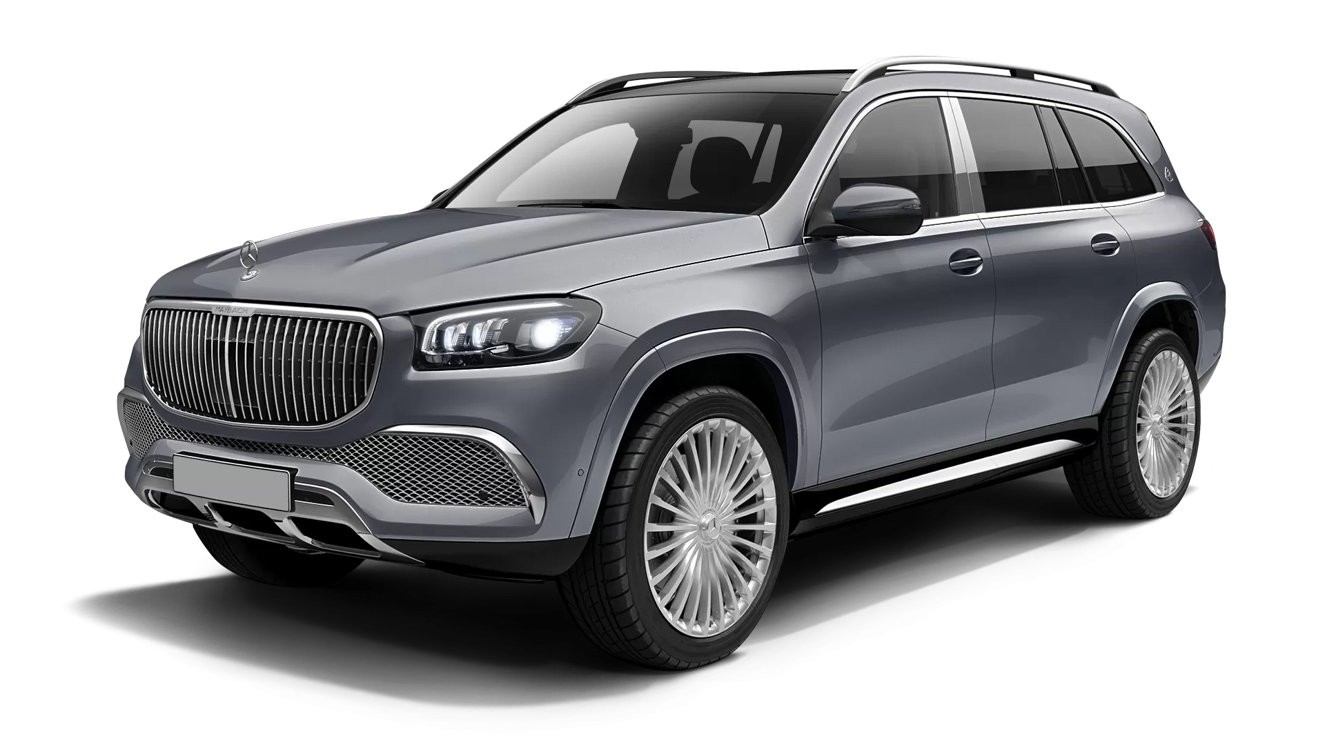 Mercedes Maybach GLS 600 stock front view in Selenite Grey color