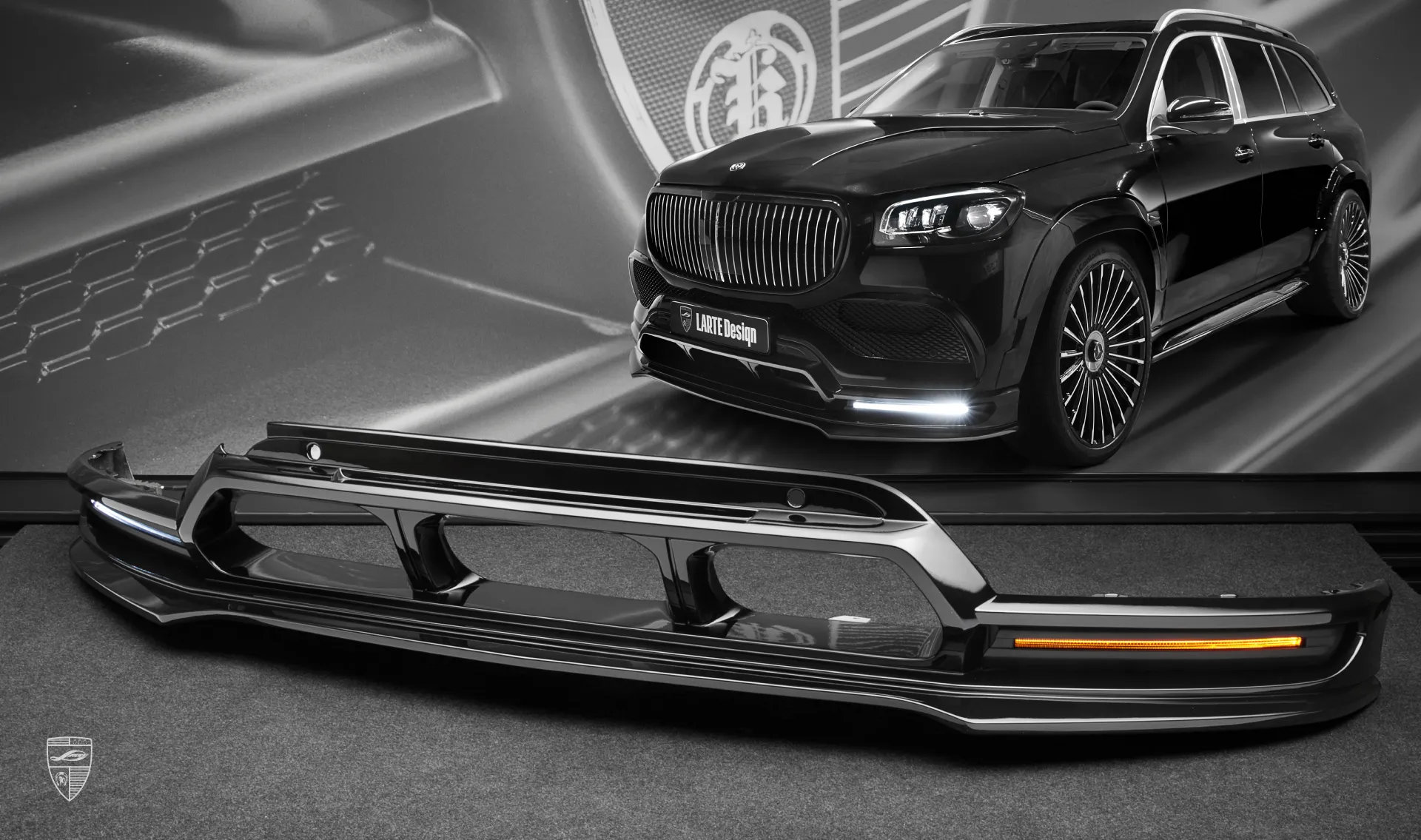 Front bumper splitter upgrade for the family car Mercedes Maybach GLS 600 X167 Front bumper splitter upgrade for the family car Mercedes Maybach GLS 600 X167 from LARTE Design