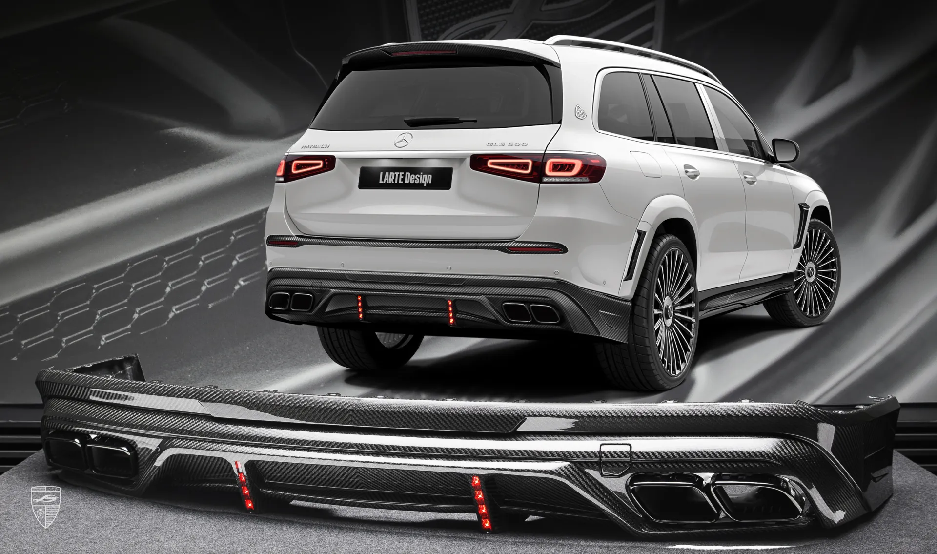 Rear diffuser upgrade for the family car Mercedes Maybach GLS 600 X167 from LARTE Design