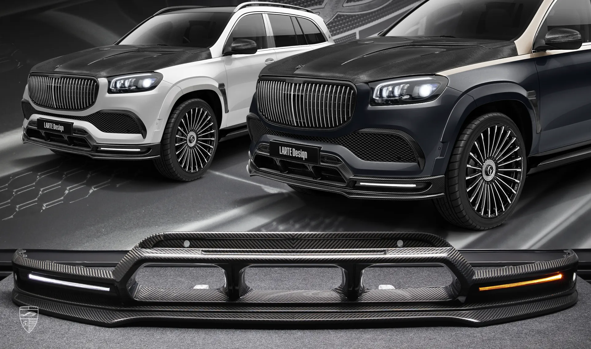 Front bumper lip upgrade for your SUV Mercedes Maybach GLS 600 X167 from LARTE Design