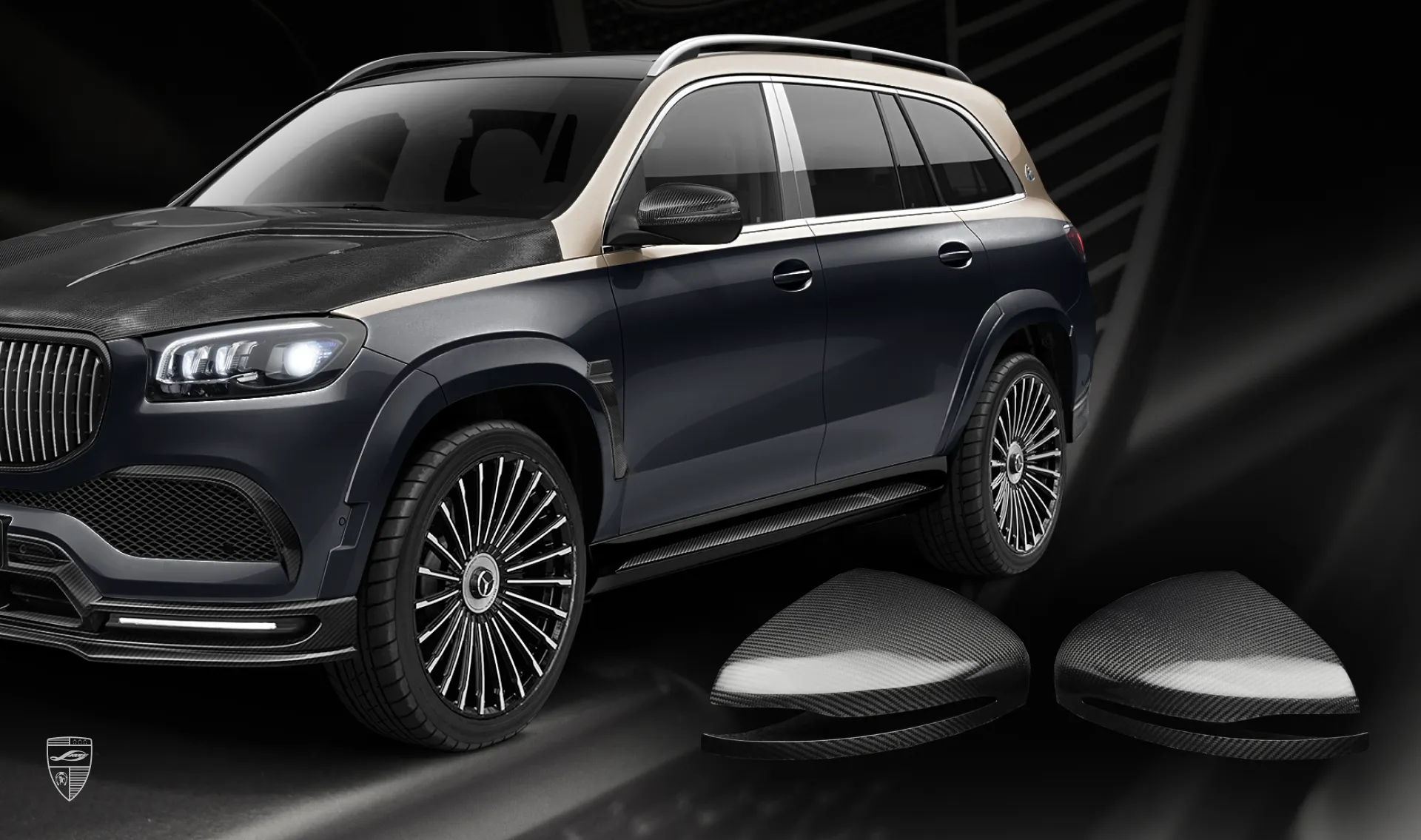 Carbonfaser-Spiegelkappen für Ihren Mercedes Maybach GLS 600 X167 im Erscheinungspaket Carbonfaser-Spiegelkappen für Ihren Maybach GLS 600 X167 im Erscheinungspaket von LARTE Design