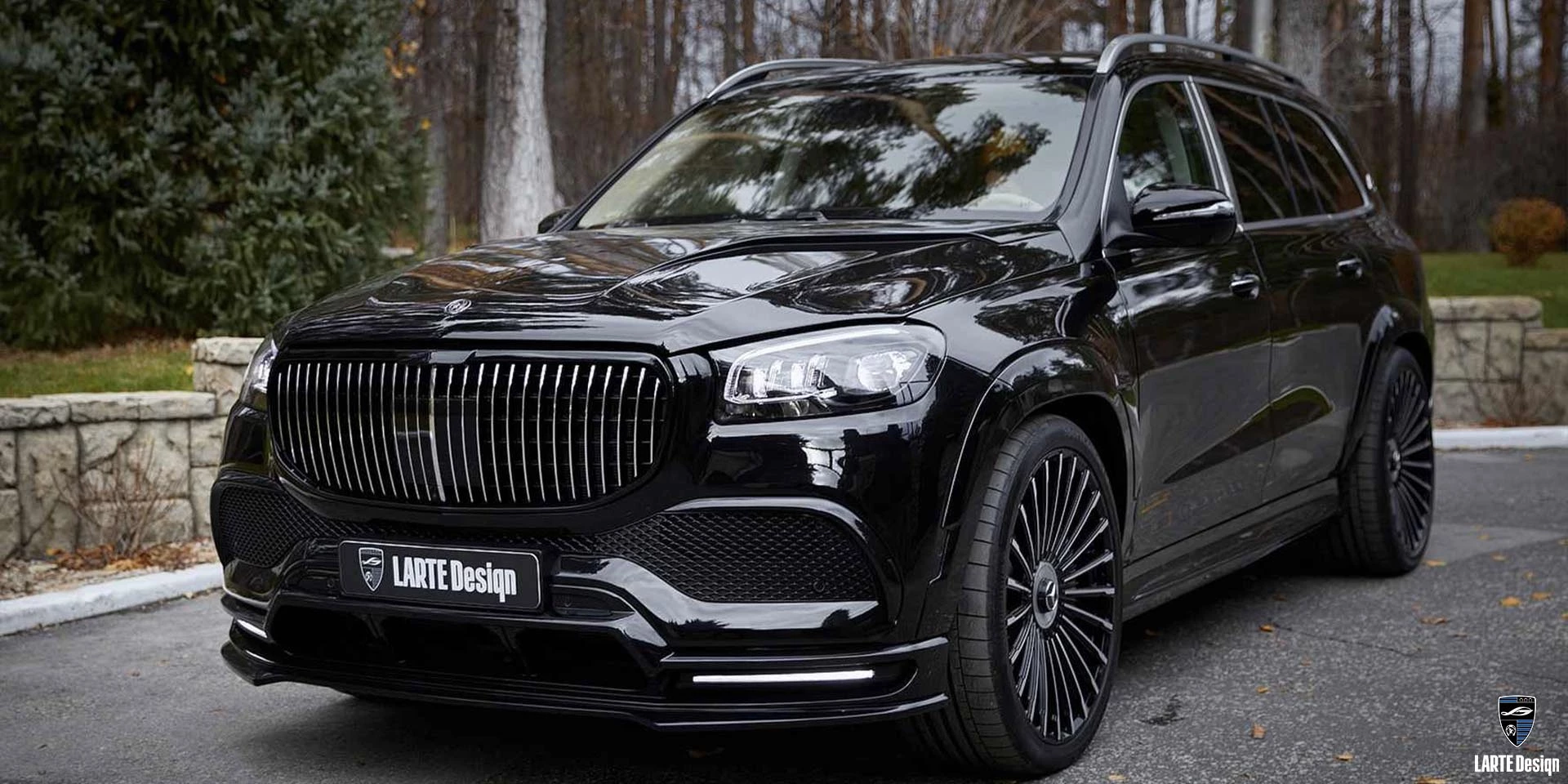 Kaufen Sie einen Kohlefaser-Frontstoßstangen-Splitter für Mercedes-Maybach GLS 600 4MATIC Х167 M 176 Obsidian Schwarz Metallic 2024