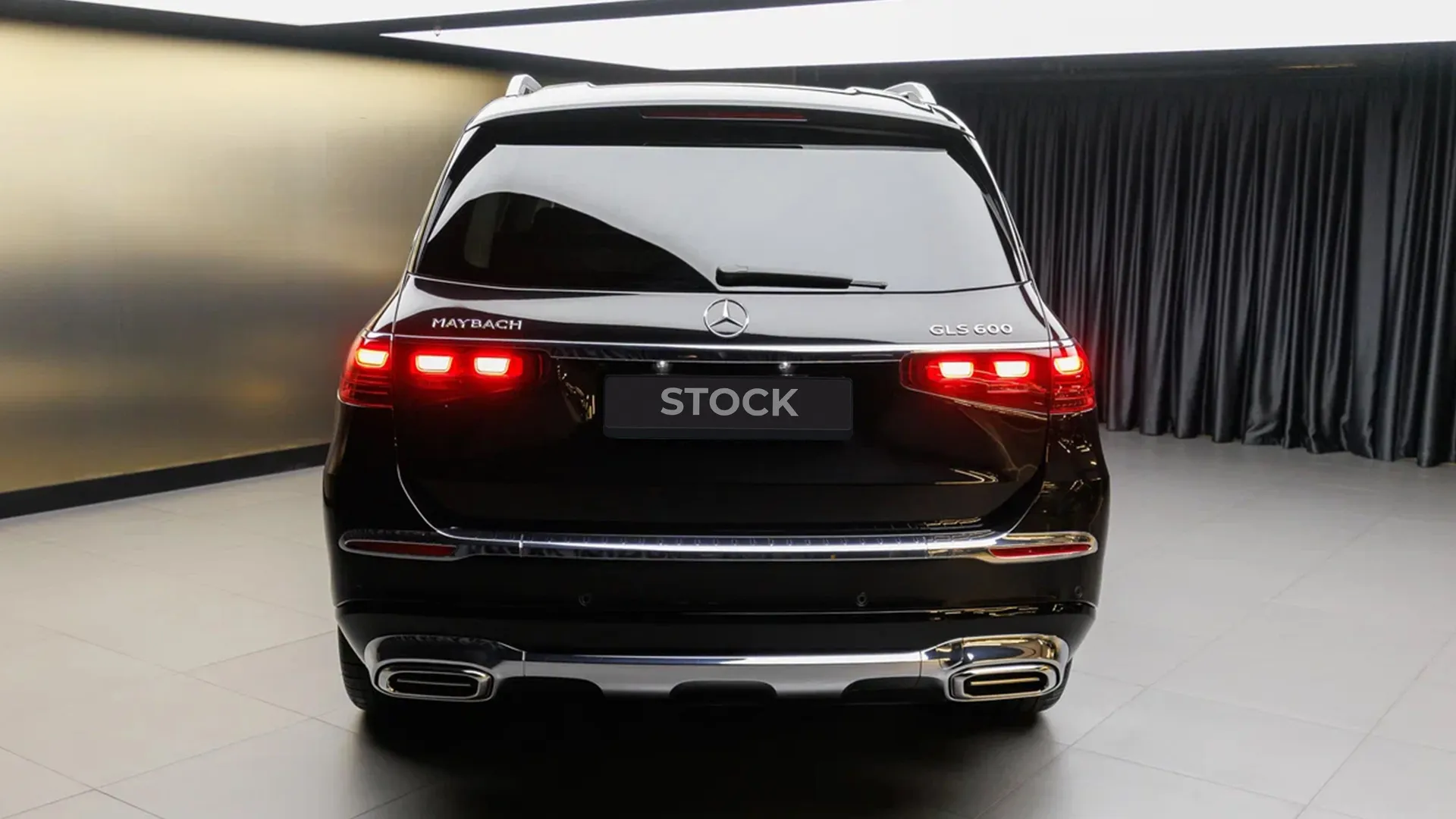 Rear view on a Mercedes Maybach GLS 600 Facelift 2025 with a body kit giving the car a custom appearance