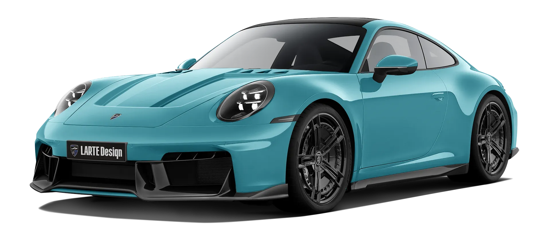 Porsche 911 Carrera Facelift 992.2 mit lackiertem Karosserie-Kit: Frontansicht in Olimp Blau