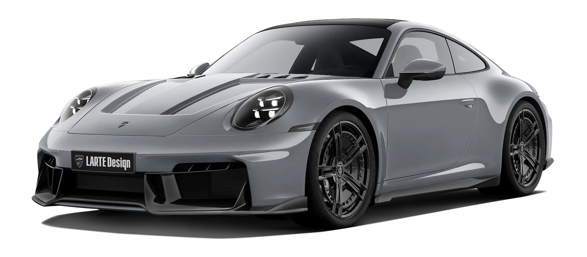 Porsche 911 Carrera Facelift 992.2 mit lackiertem Karosserie-Kit: Frontansicht in Silber