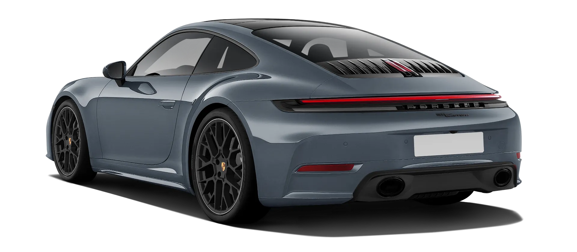Porsche 911 Carrera Facelift 992.2 mit lackiertem Karosserie-Kit: Rückansicht in Vanadium Grau