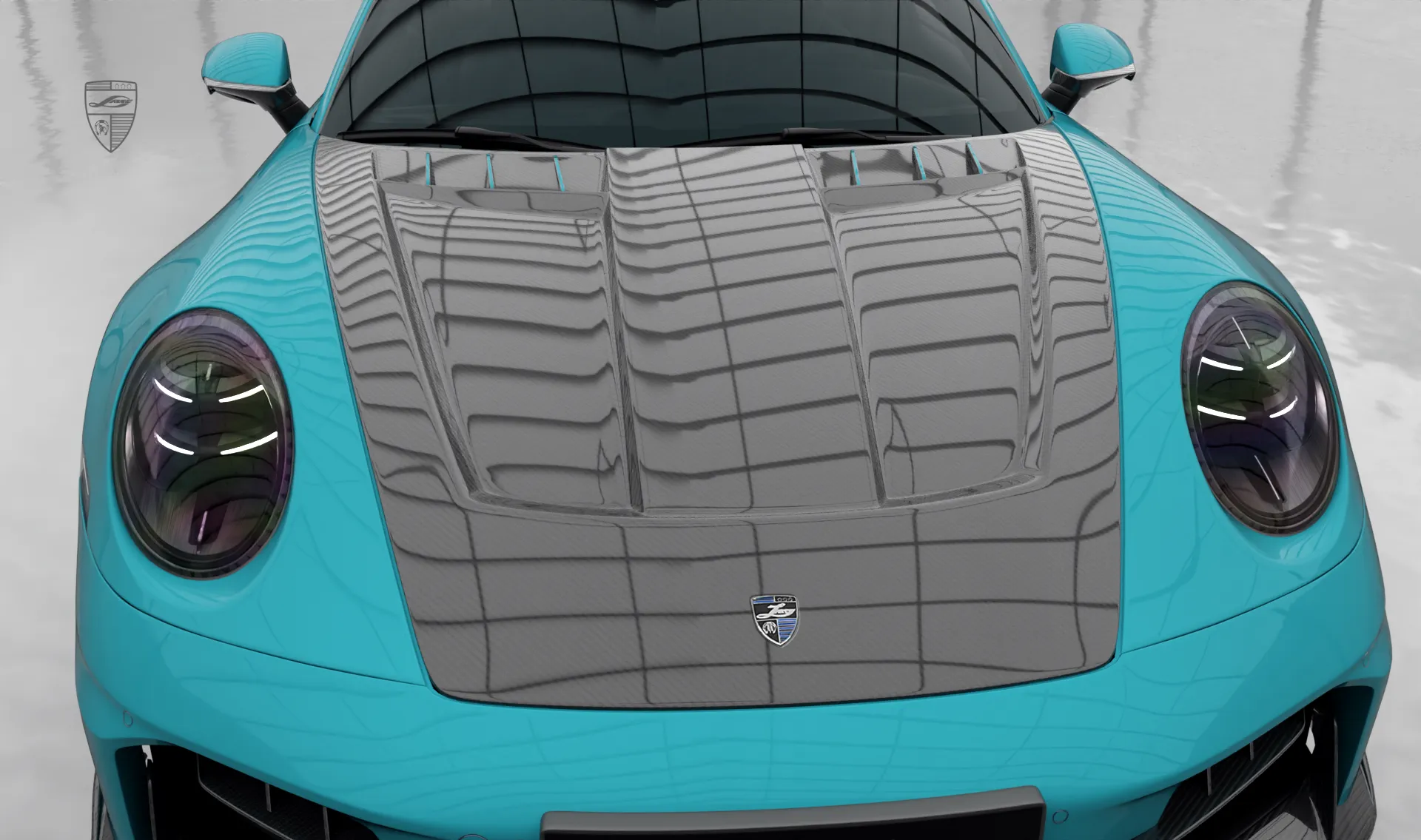 Hood carbon upgrade for the luxury car Porsche 911 Carrera Facelift 992.2 from LARTE Design