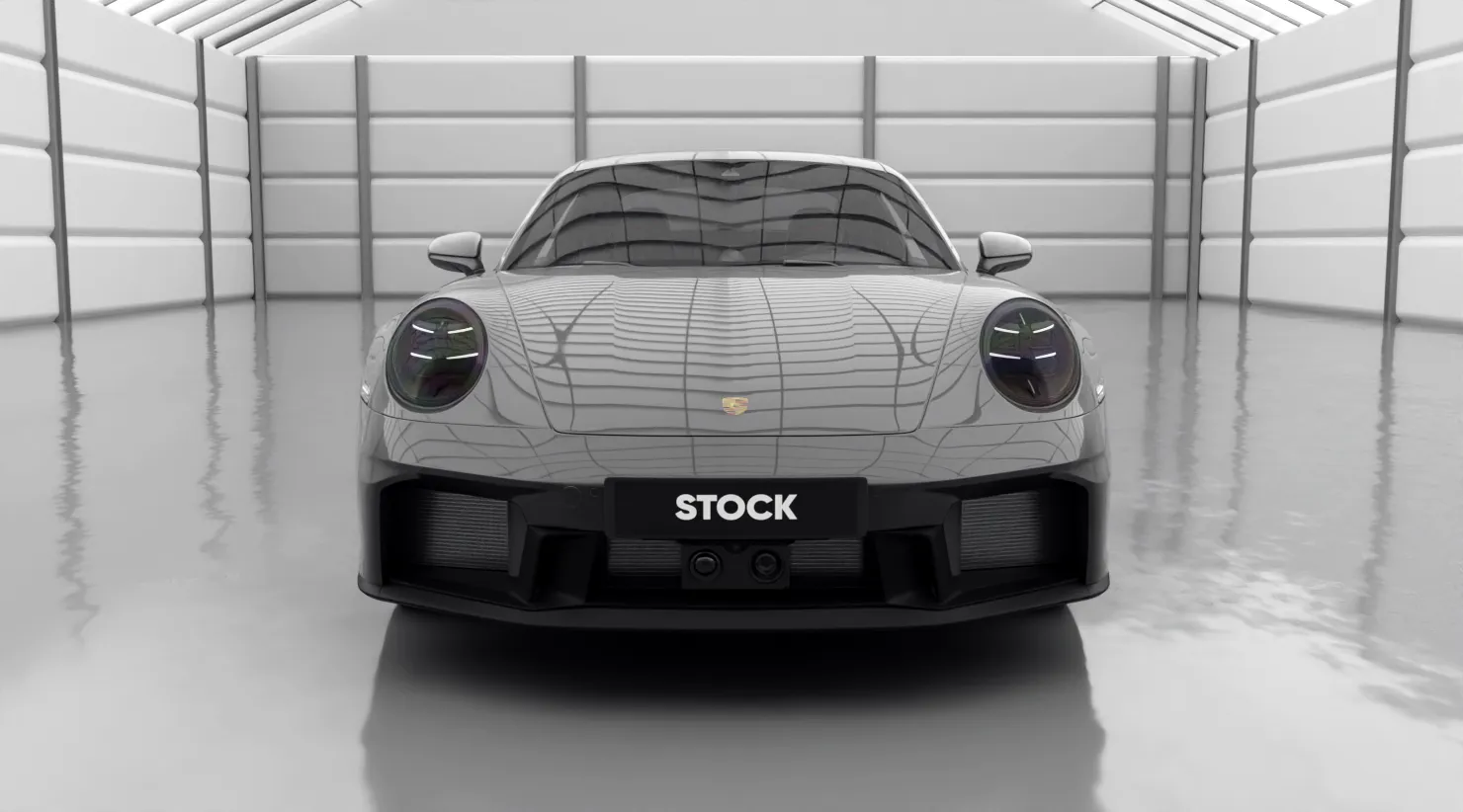 Frontansicht eines Porsche 911 Carrera 992.2 Facelift mit einem Karosserie-Kit für ein individuelles Erscheinungsbild
