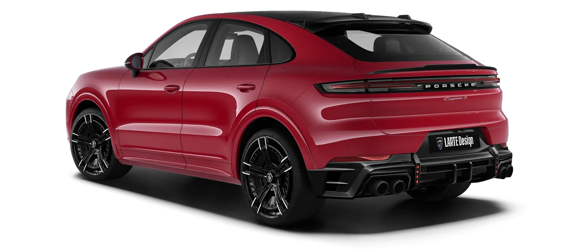 Porsche Cayenne S Coupe with painted body kit: rear view shown in Carmine Red